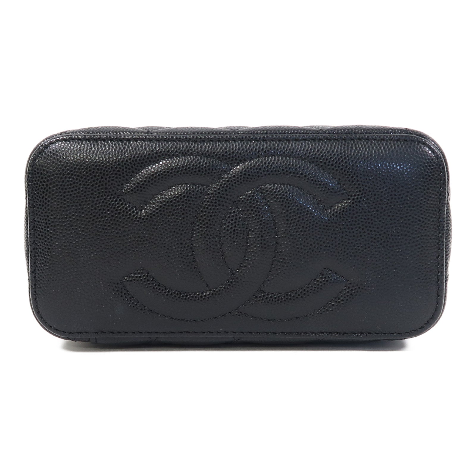 CHANEL 【激減優惠】菱格Caviar皮革Vanity Case金扣鏈帶肩背袋黑色