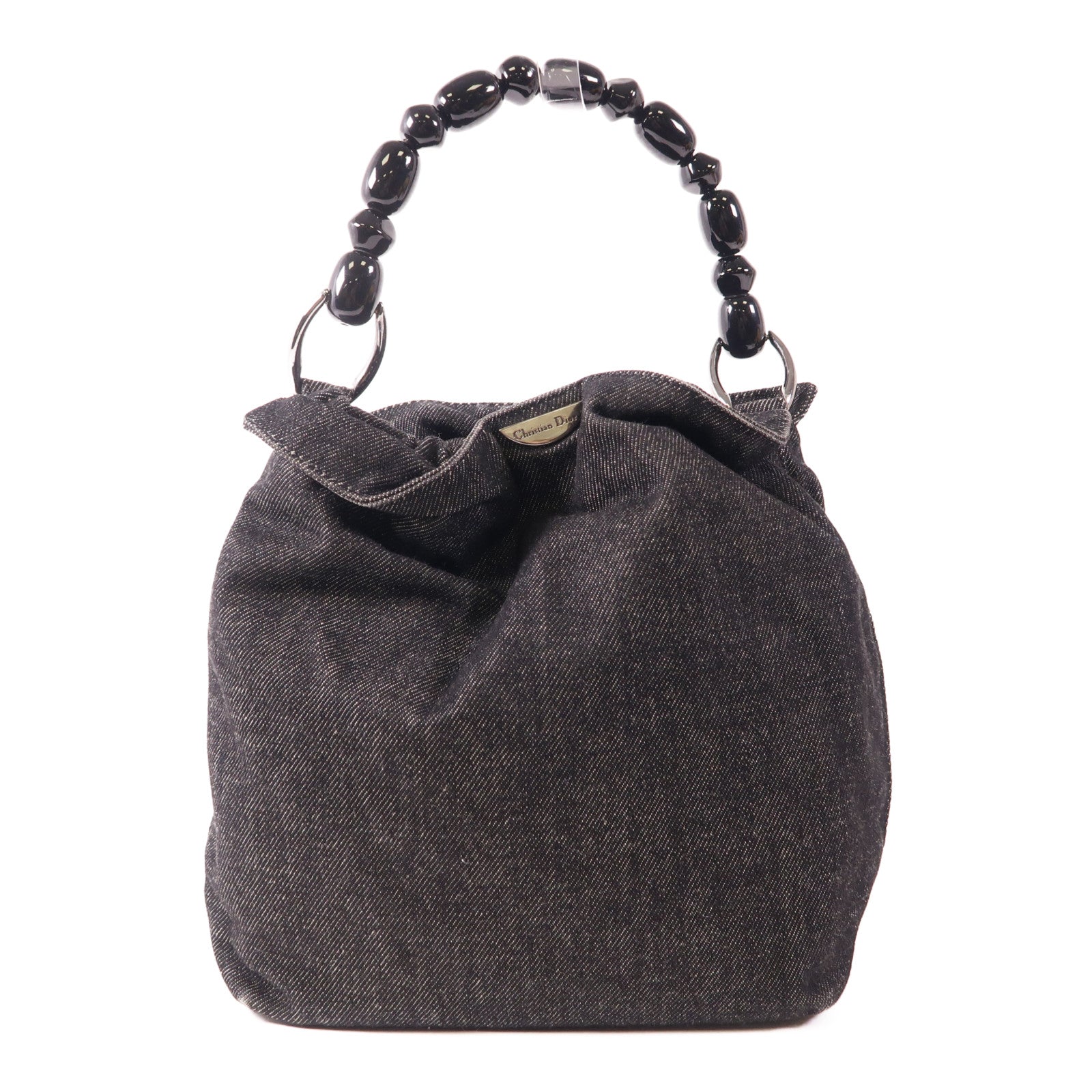 Dior 帆布Maris Pearl Denim Handbag銀扣手挽袋