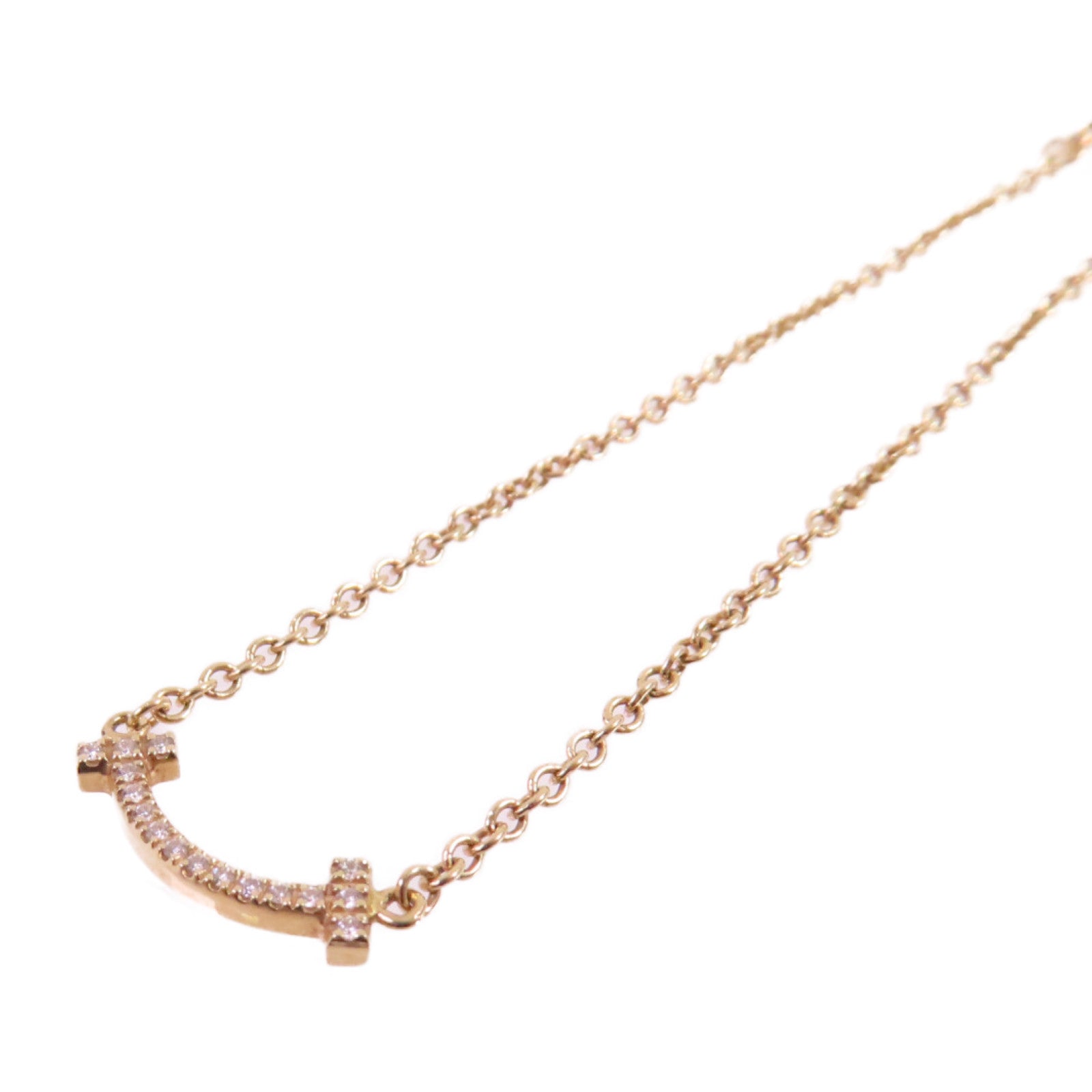 TIFFANY＆CO 18K玫瑰金Diamond T Smile Bracelet 0.04ct鑽石手鏈