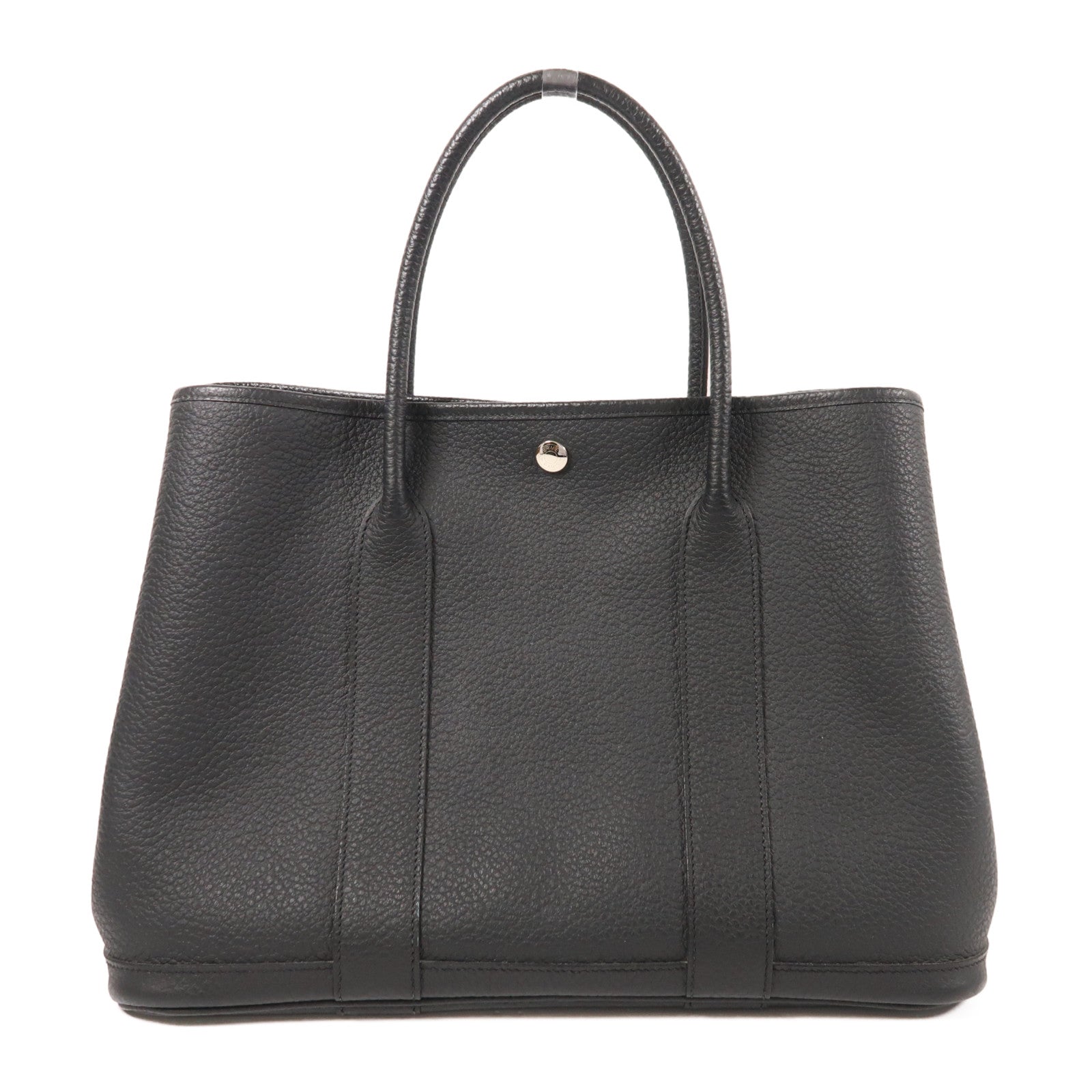 HERMES Negonda皮革Garden Party PM銀扣手挽袋89 Noir