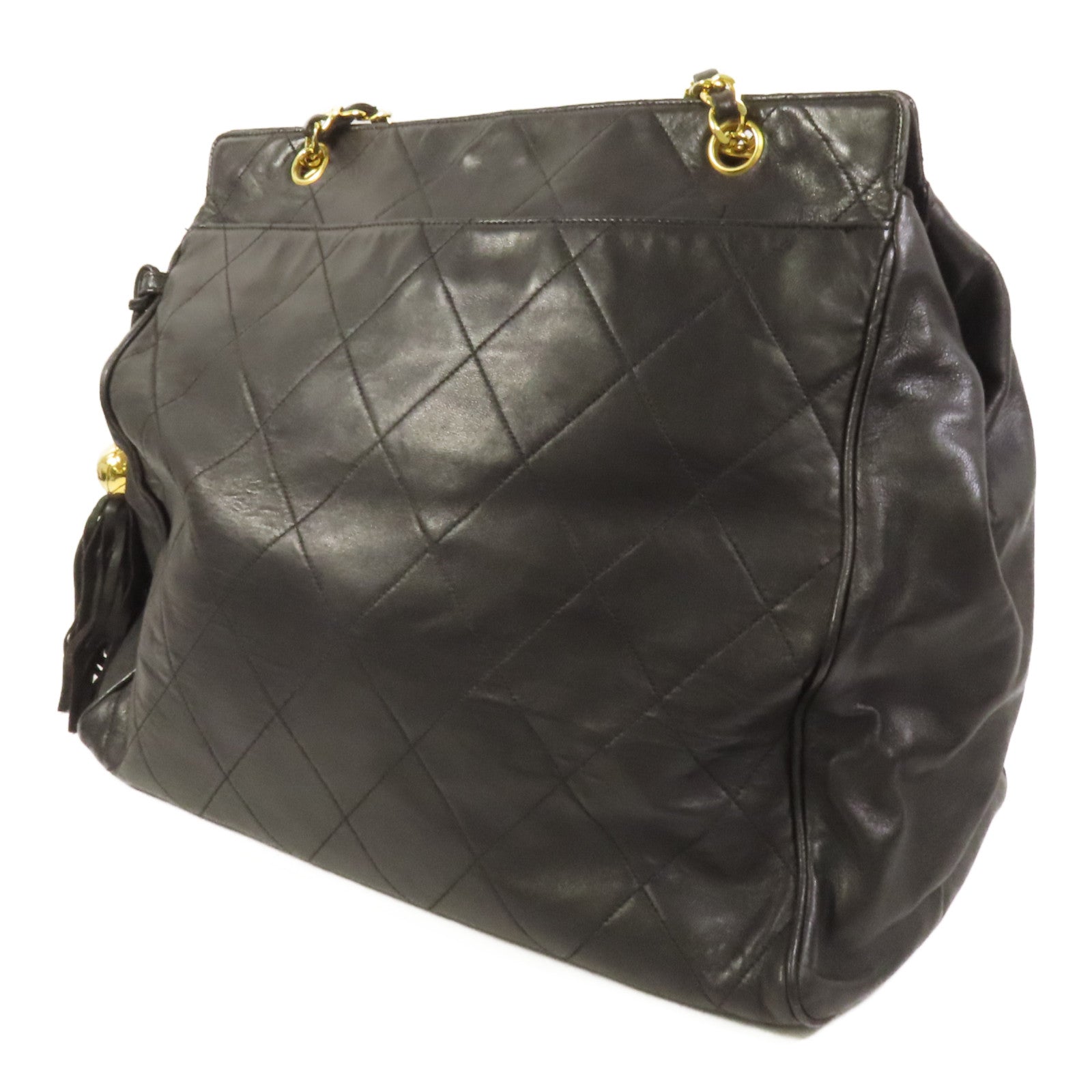 CHANEL 羊皮皮革Vintage Tote金扣鏈帶肩背袋