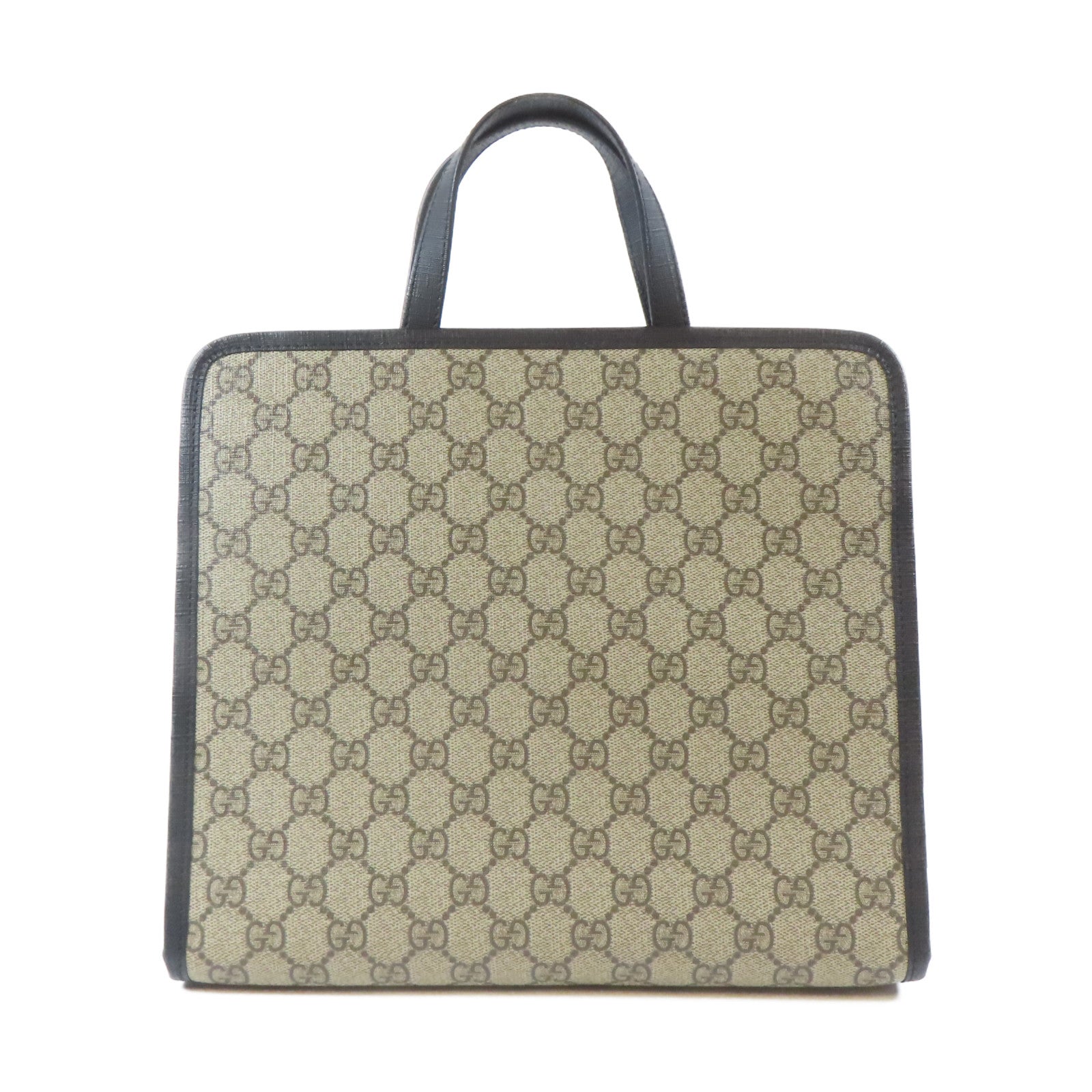 GUCCI 塗層帆布Hand Bag銀扣手挽袋啡色