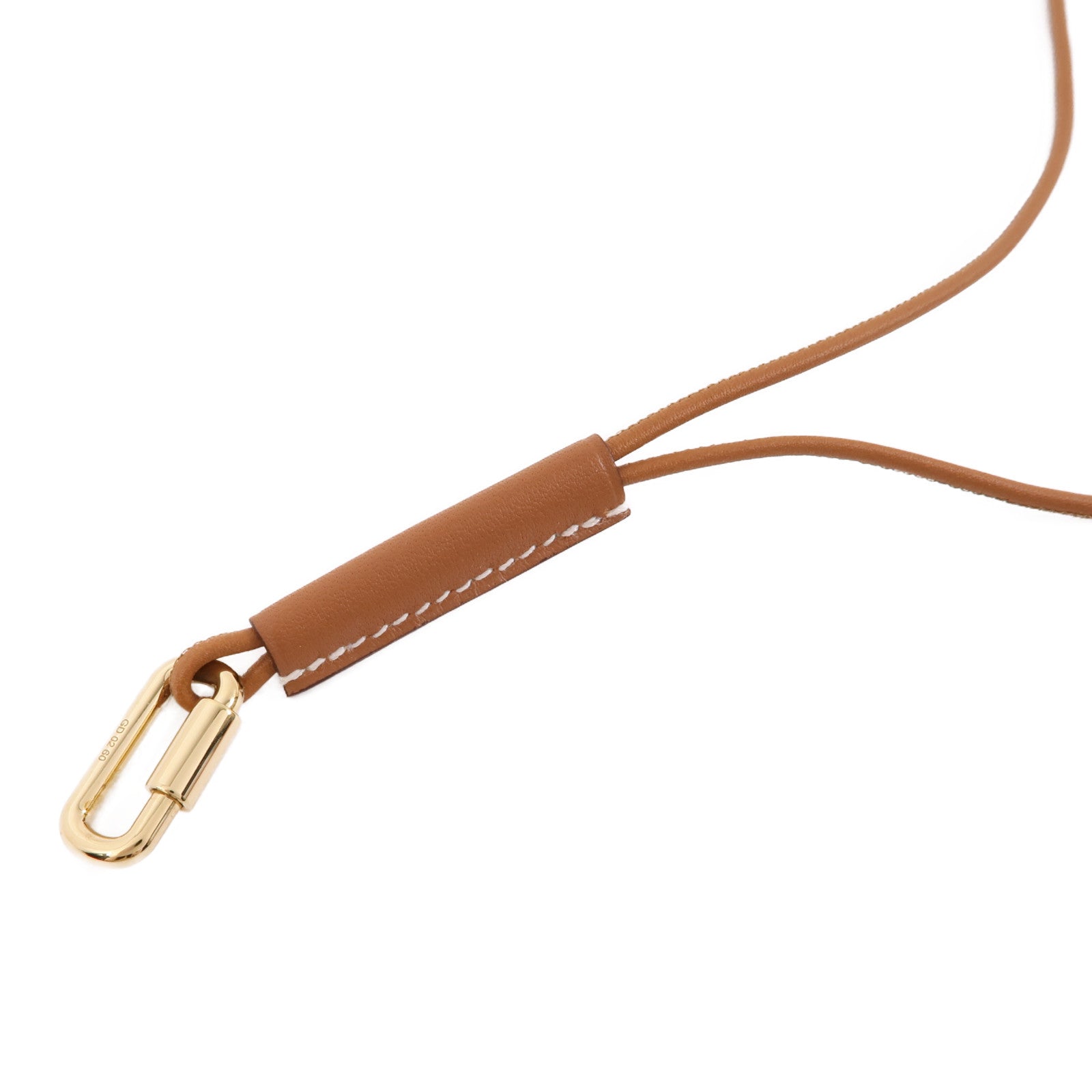 HERMES 金屬/Swift皮革Curiosite Mousqueton Necklace項鍊棕色/金色