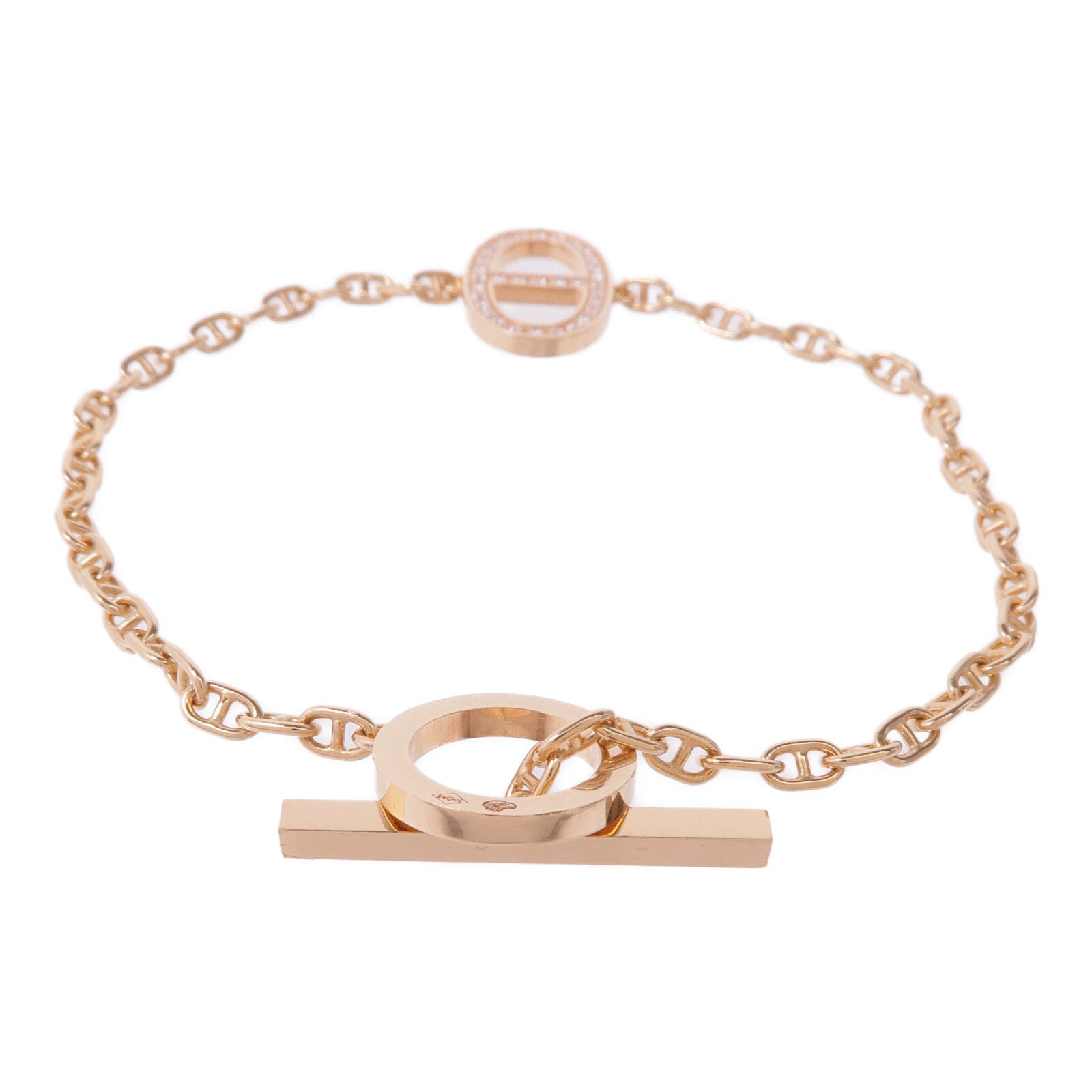 HERMES 18K玫瑰金Chaine D'Ancre Contour Diamond Bracelets鑽石手鏈