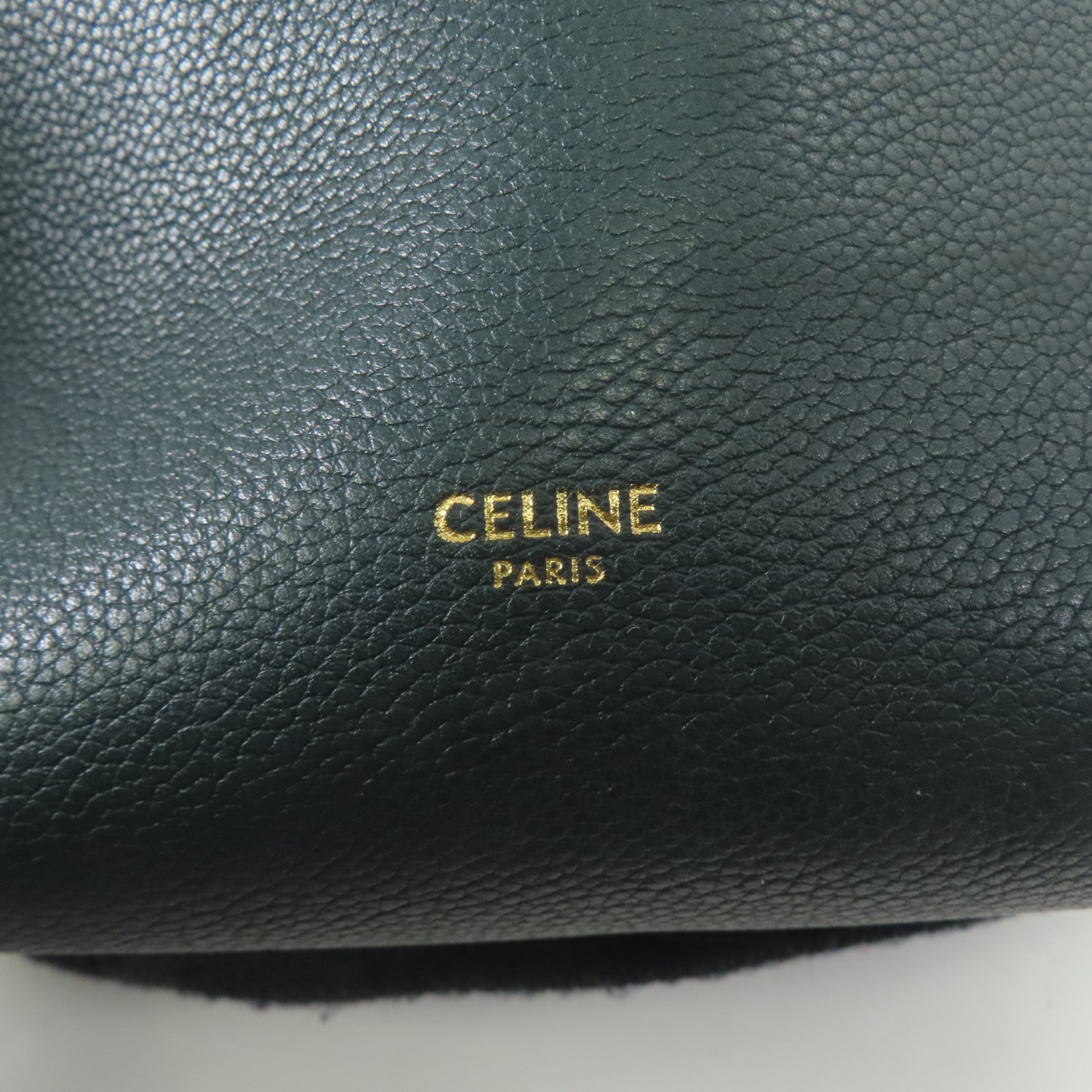 CELINE 牛皮皮革Small Sangle Bucket金扣肩背袋綠色
