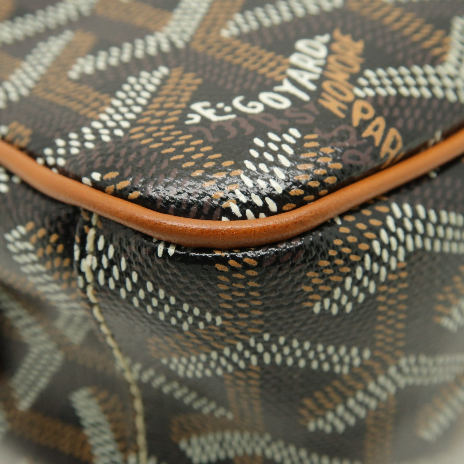 GOYARD 塗層帆布Cap-Vert PM銀扣肩背袋黒色/棕色