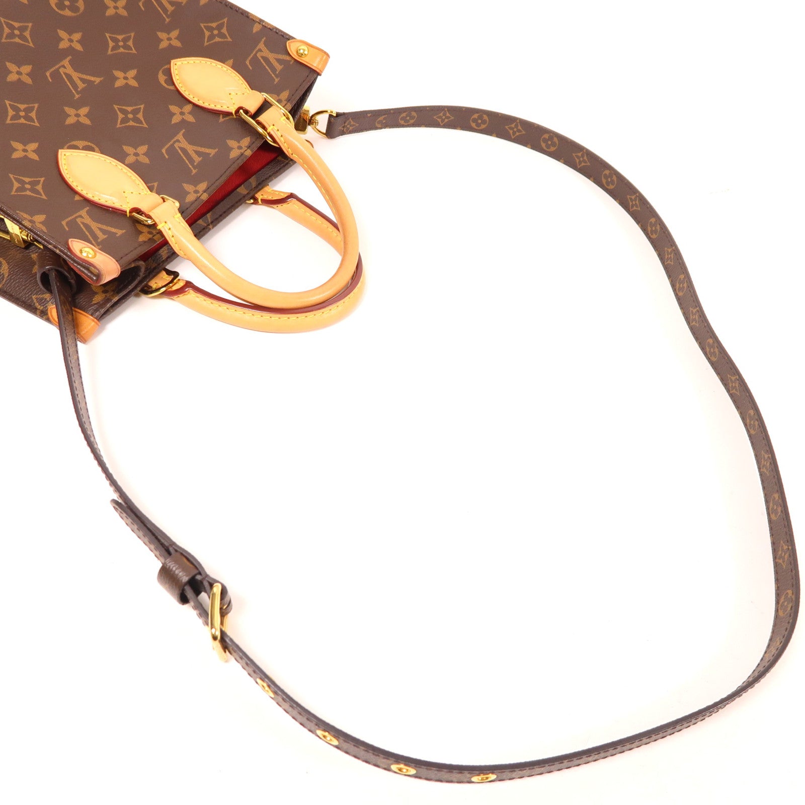 LOUIS VUITTON Monogram Sac Plat BB金扣手挽肩背兩用袋