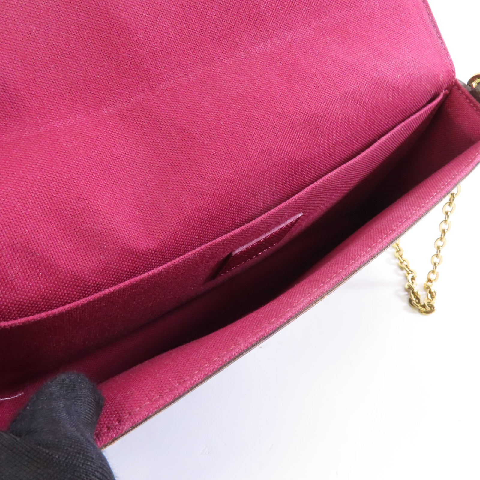 LOUIS VUITTON Monogram Felicie Pochette金扣鏈帶肩背袋啡色
