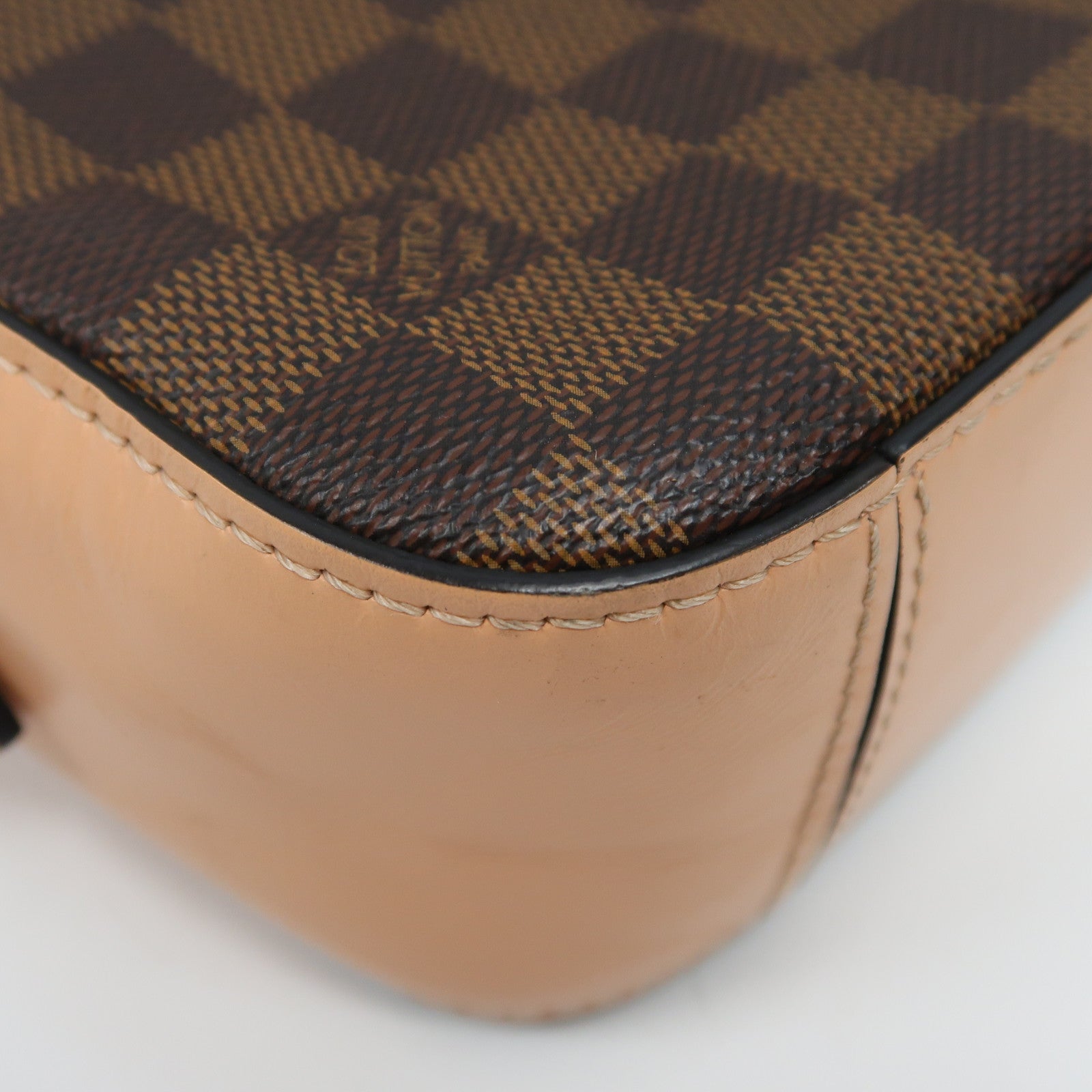 LOUIS VUITTON Damier Santa Monica金扣手挽肩背兩用袋啡色/粉紅色