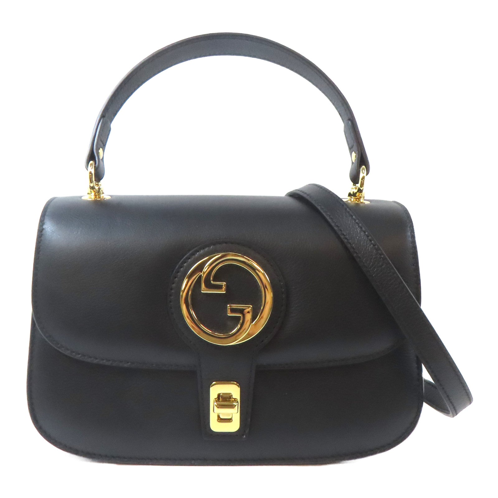GUCCI 【激減優惠】牛皮皮革Blondie Top Handle金扣手挽肩背兩用袋黑色
