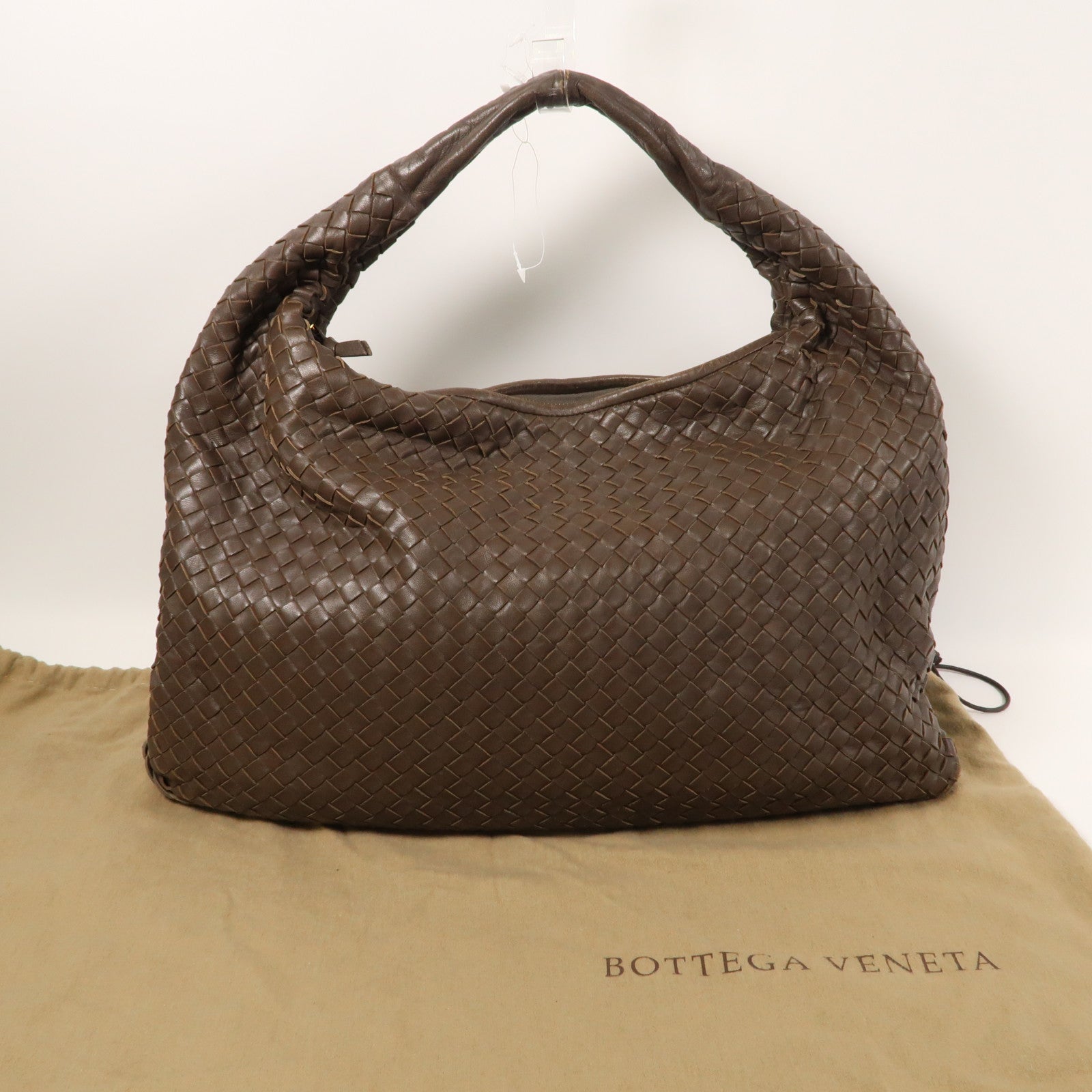 BOTTEGA VENETA 織紋皮革Shoulder Bag金扣肩背袋啡色