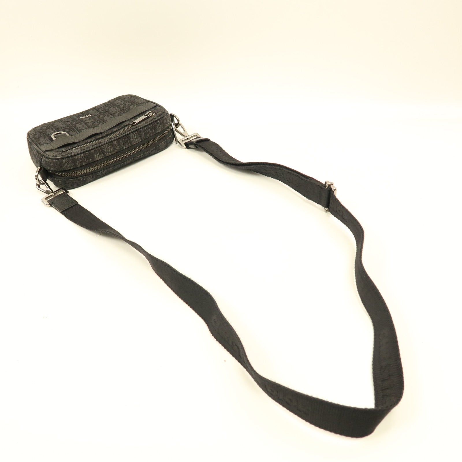 Dior 帆布Shoulder Bag銀扣肩背袋黑色