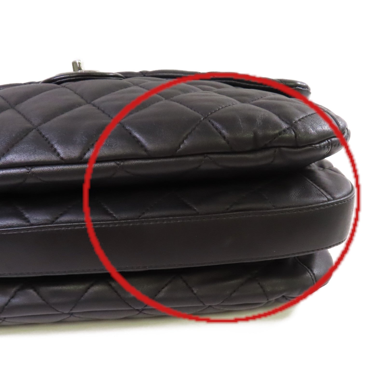 CHANEL 菱格牛皮皮革Chain Shoulder Bag銀扣鏈帶肩背袋黑色