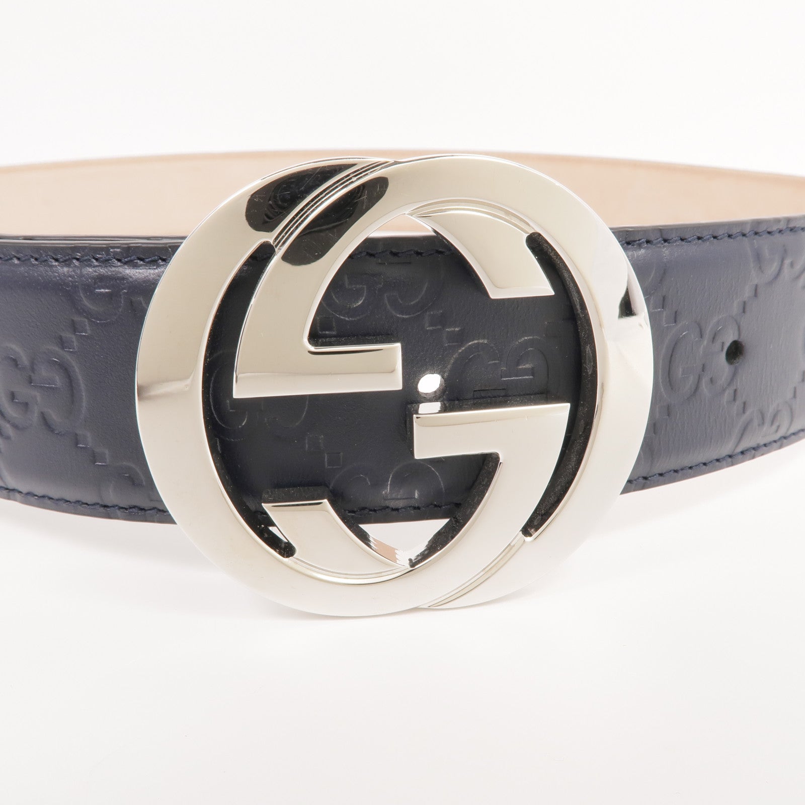 GUCCI 牛皮皮革Belt銀扣皮帶