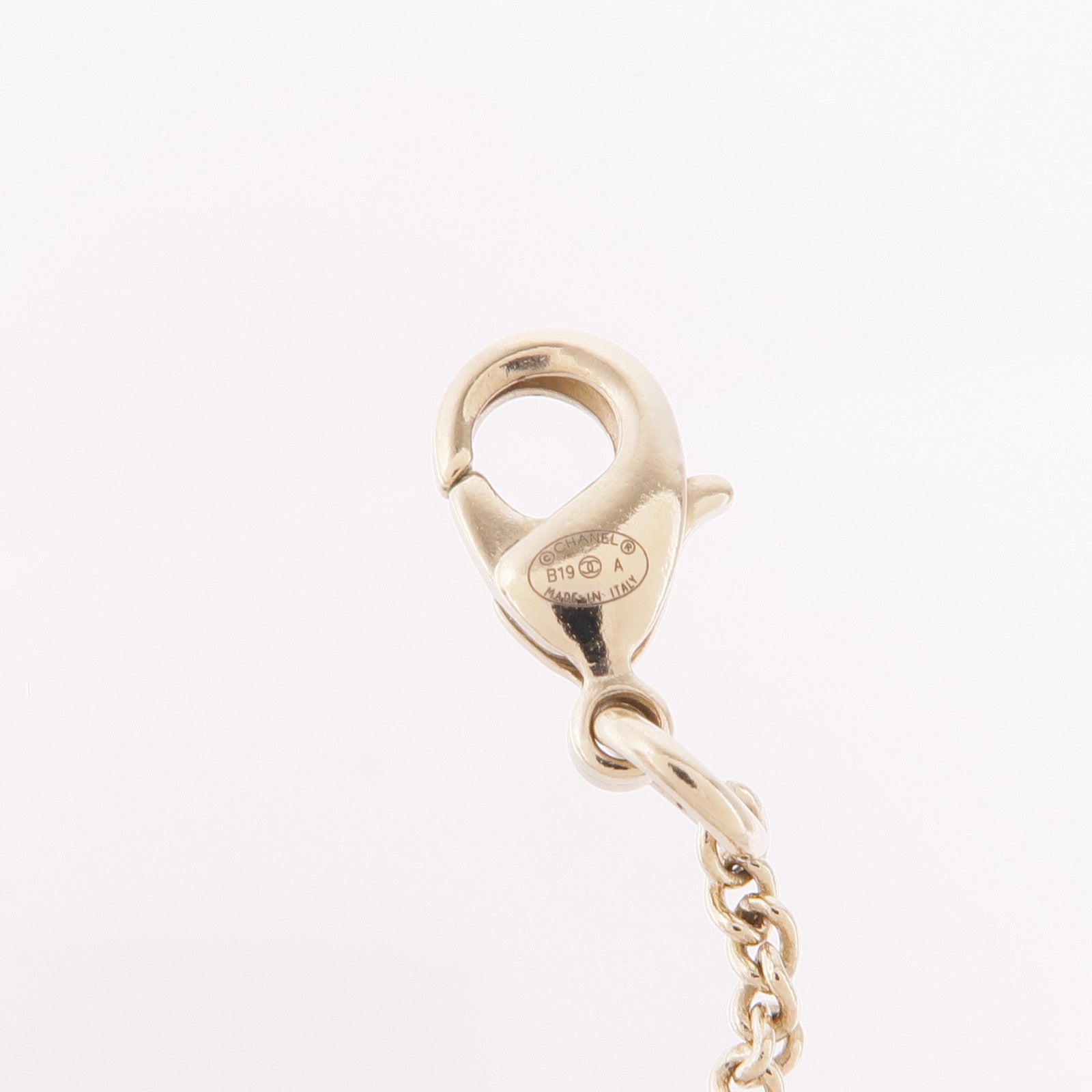 CHANEL CC Necklace Metal Gold White Orange