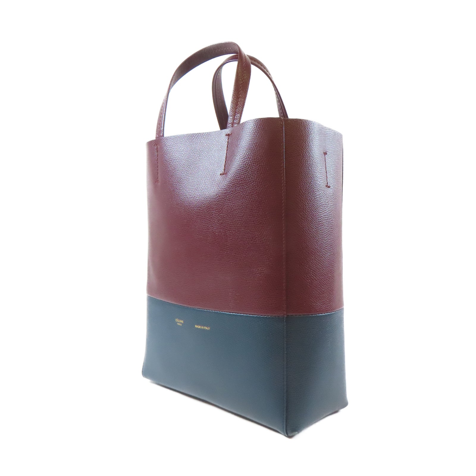 CELINE 【激減優惠】牛皮皮革Vertical Bi-Cabas Tote Bag金扣手挽肩背兩用袋紅色/深藍色