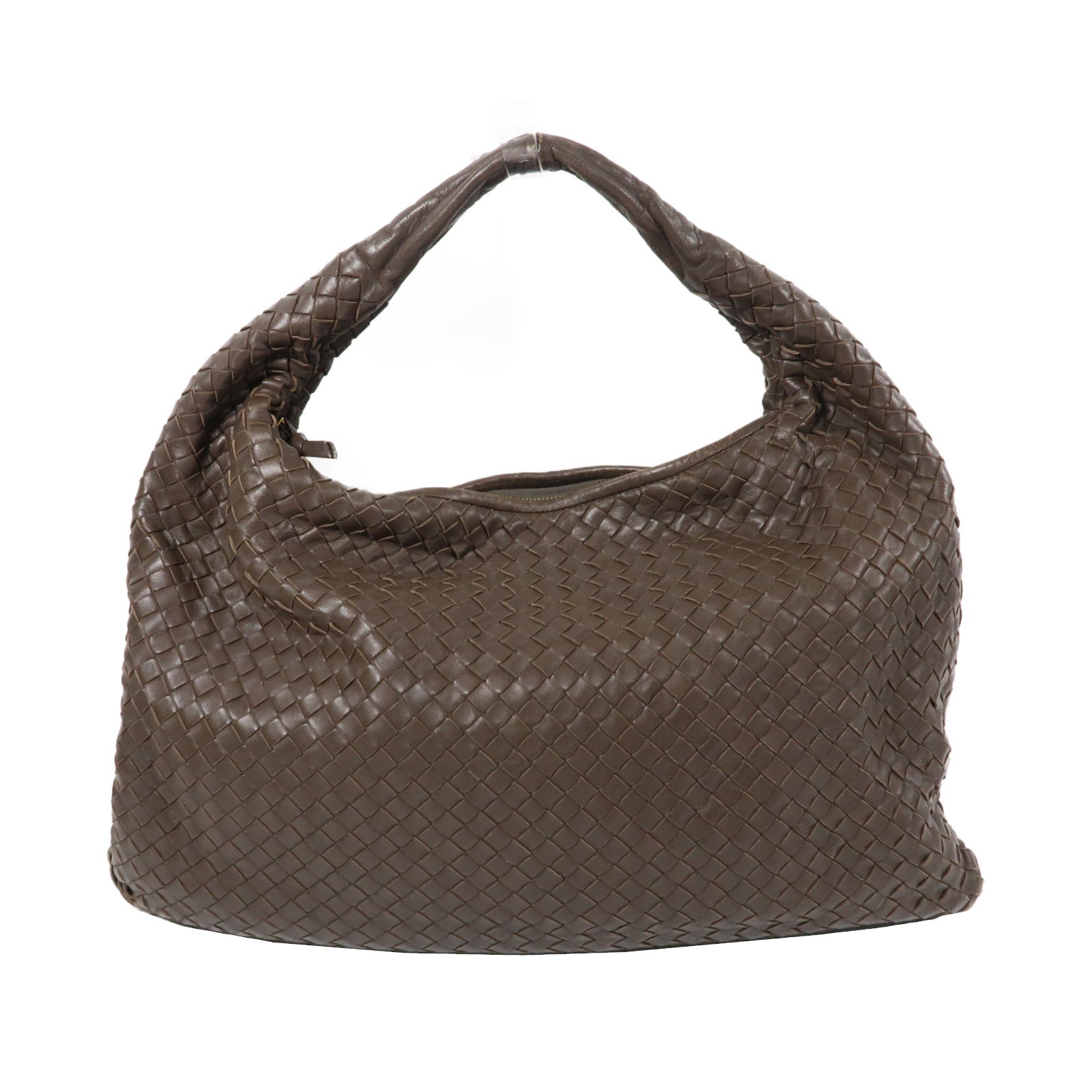 BOTTEGA VENETA 織紋皮革Shoulder Bag金扣肩背袋啡色
