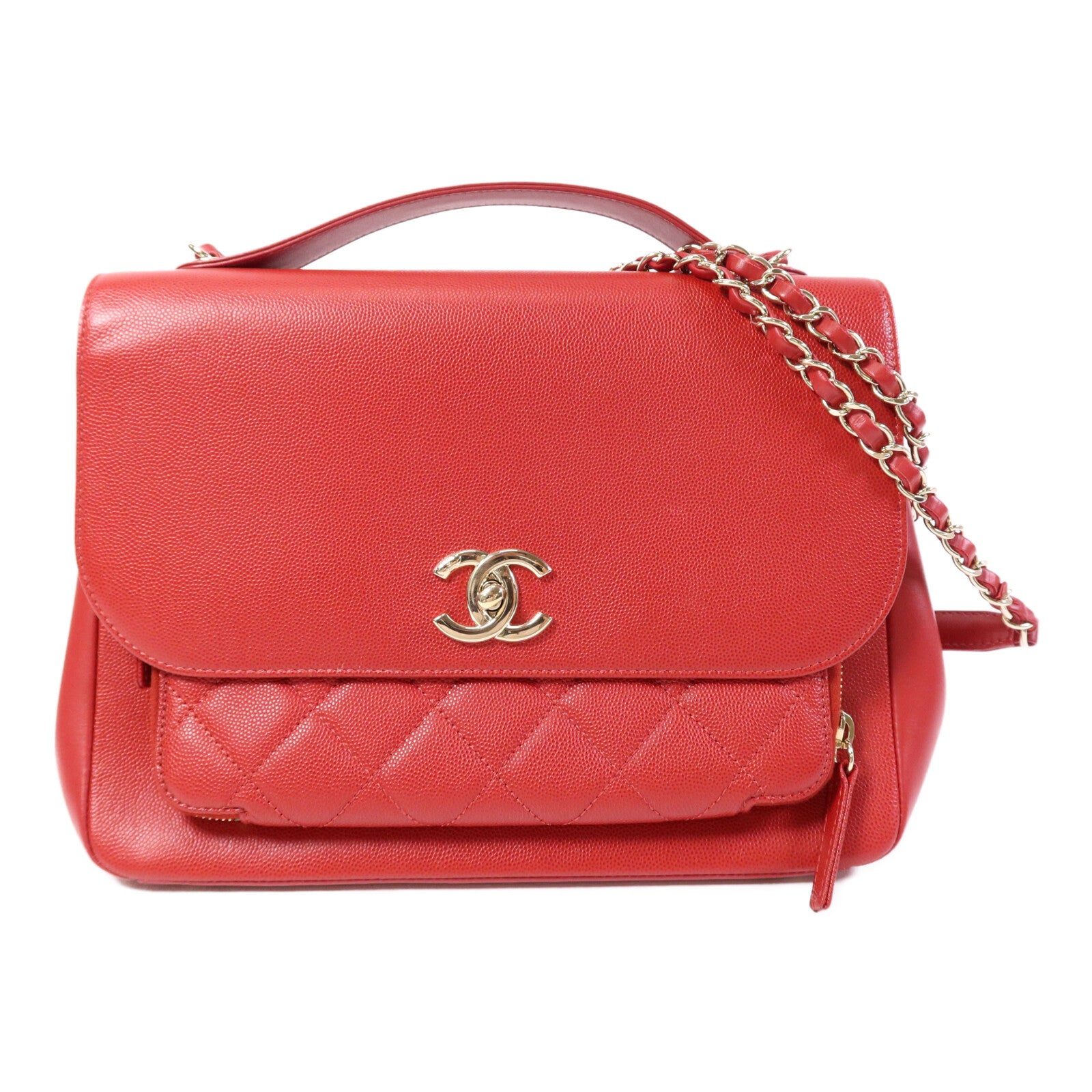 CHANEL 牛皮皮革Business Afffinity Flap Bag金扣手挽肩背兩用袋