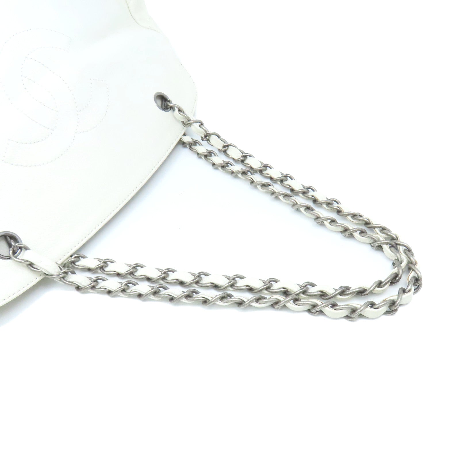 CHANEL 【激減優惠】菱格牛皮皮革Chain Shoulder Bag鏈帶肩背袋米白色
