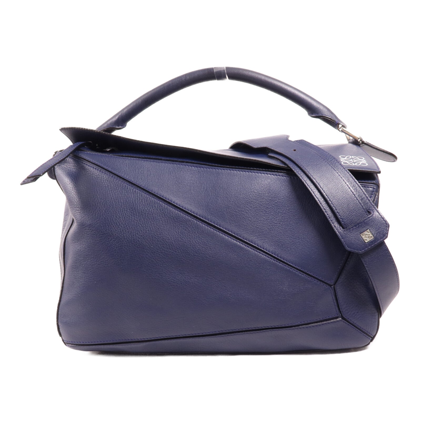 LOEWE 牛皮皮革Puzzle Large銀扣手挽肩背兩用袋