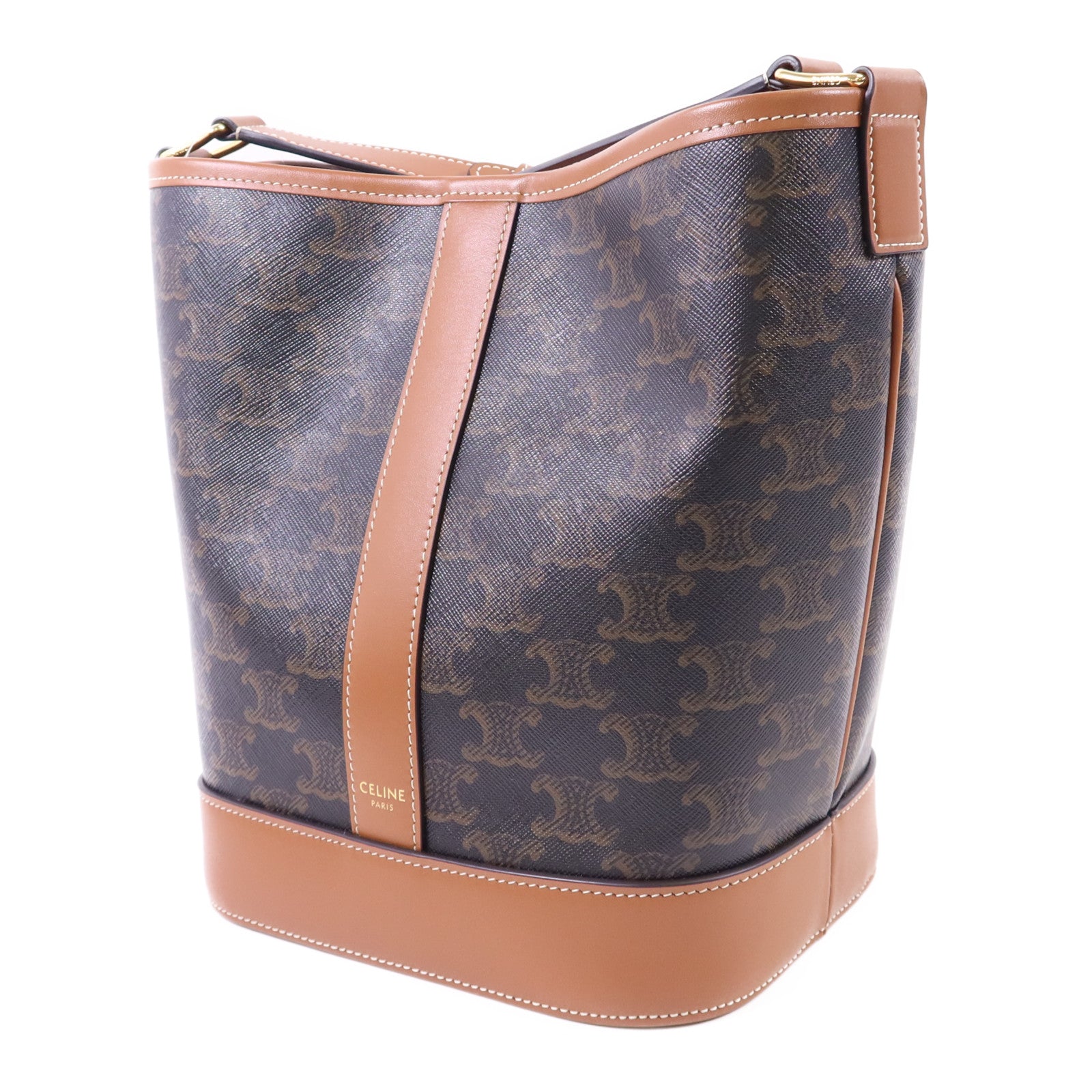 CELINE 塗層帆布Bucket Bag Small金扣肩背袋