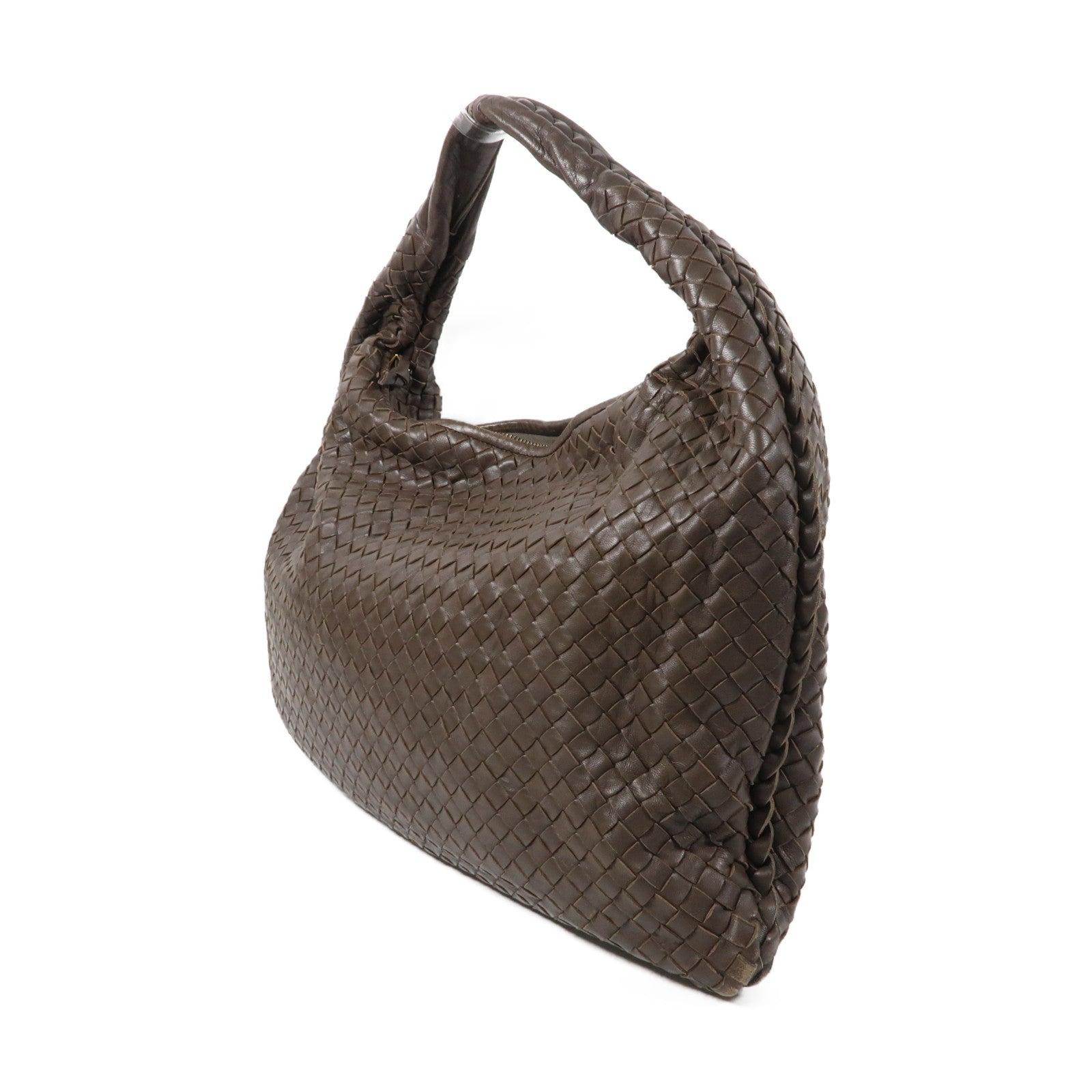 BOTTEGA VENETA 織紋皮革Shoulder Bag金扣肩背袋啡色