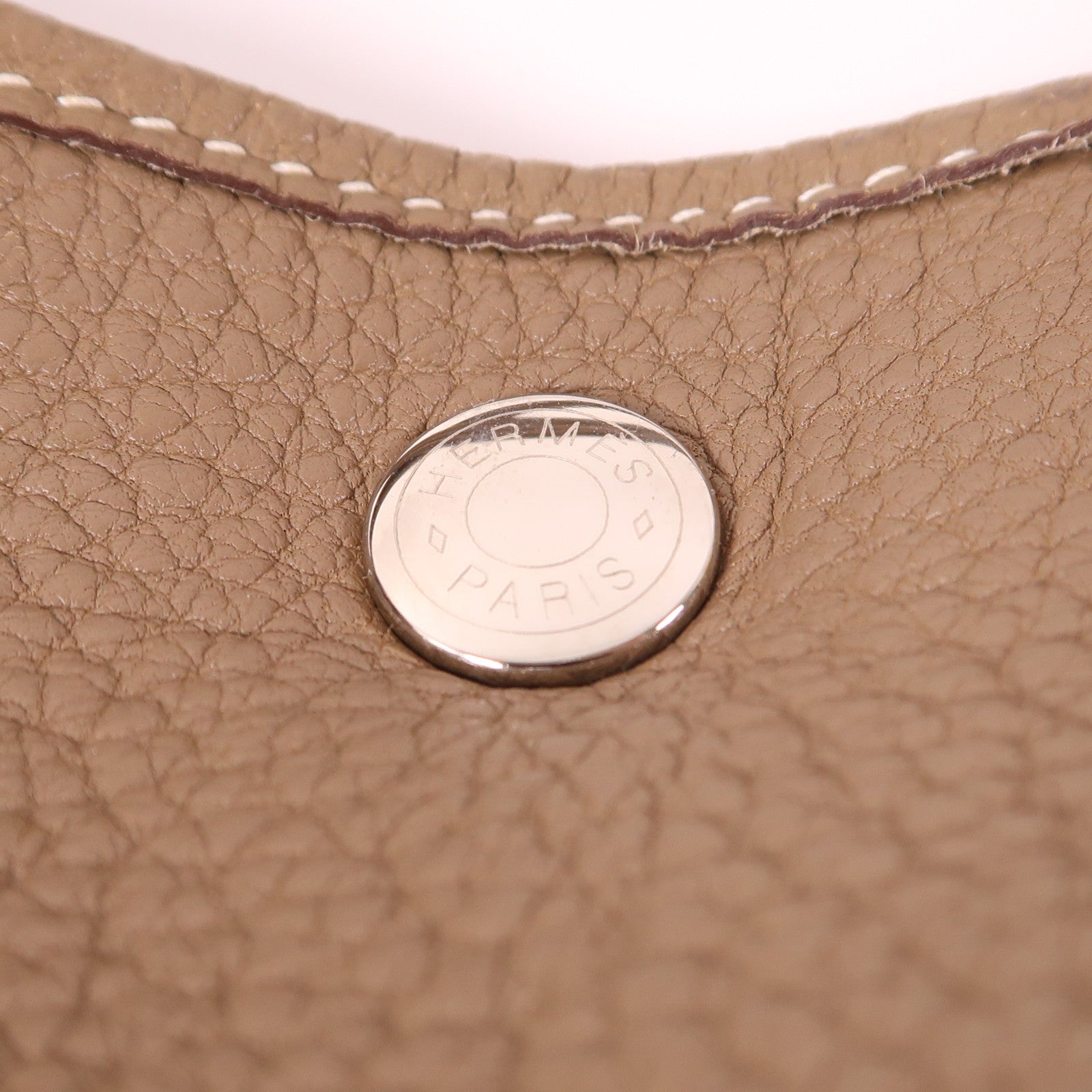 HERMES Negonda皮革GardenParty PM銀扣手挽袋Etoupe