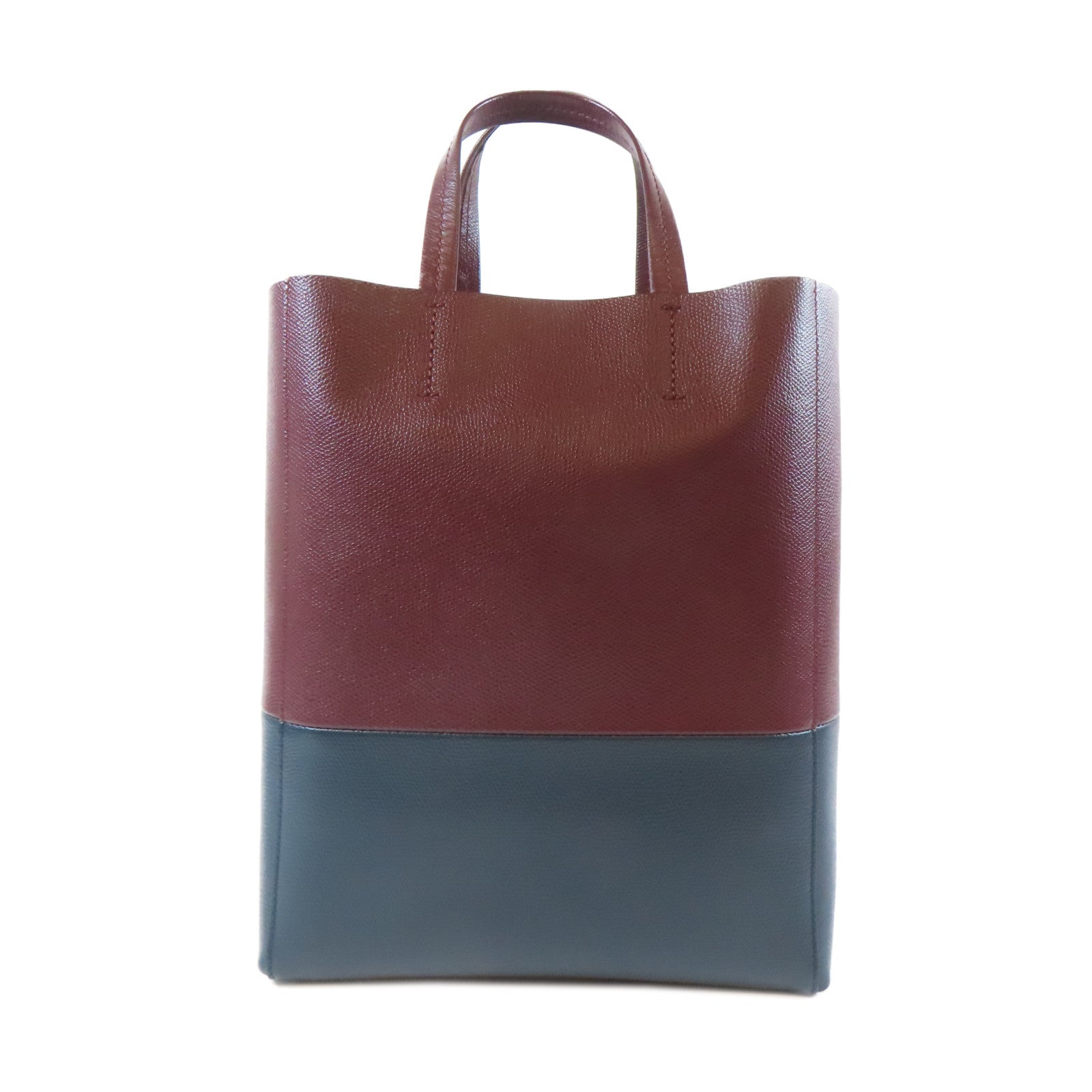 CELINE 【激減優惠】牛皮皮革Vertical Bi-Cabas Tote Bag金扣手挽肩背兩用袋紅色/深藍色