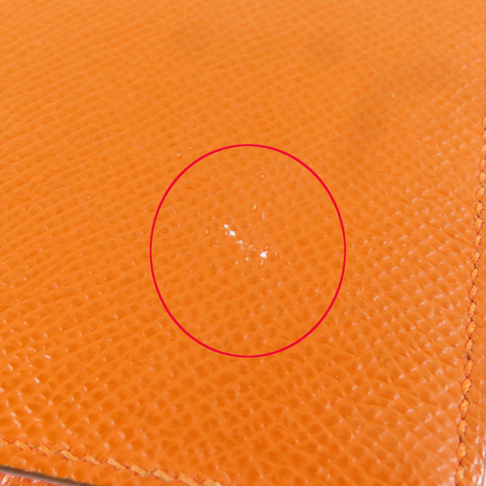 HERMES 【激減優惠】皮革Bearn Bifold Wallet銀扣長錢包橙色