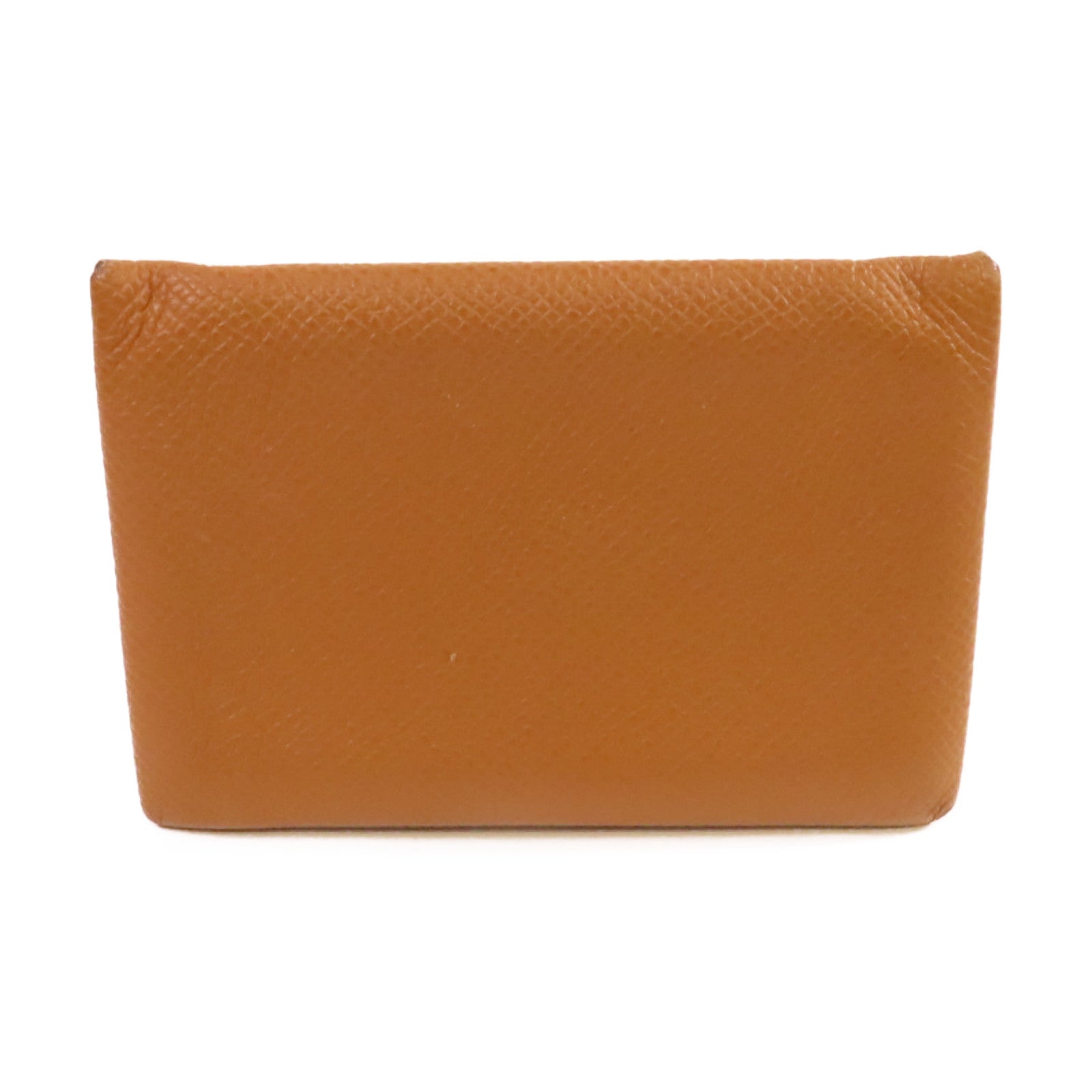 HERMES Epsom皮革Calvi Card Holder銀扣卡片套Gold金棕色