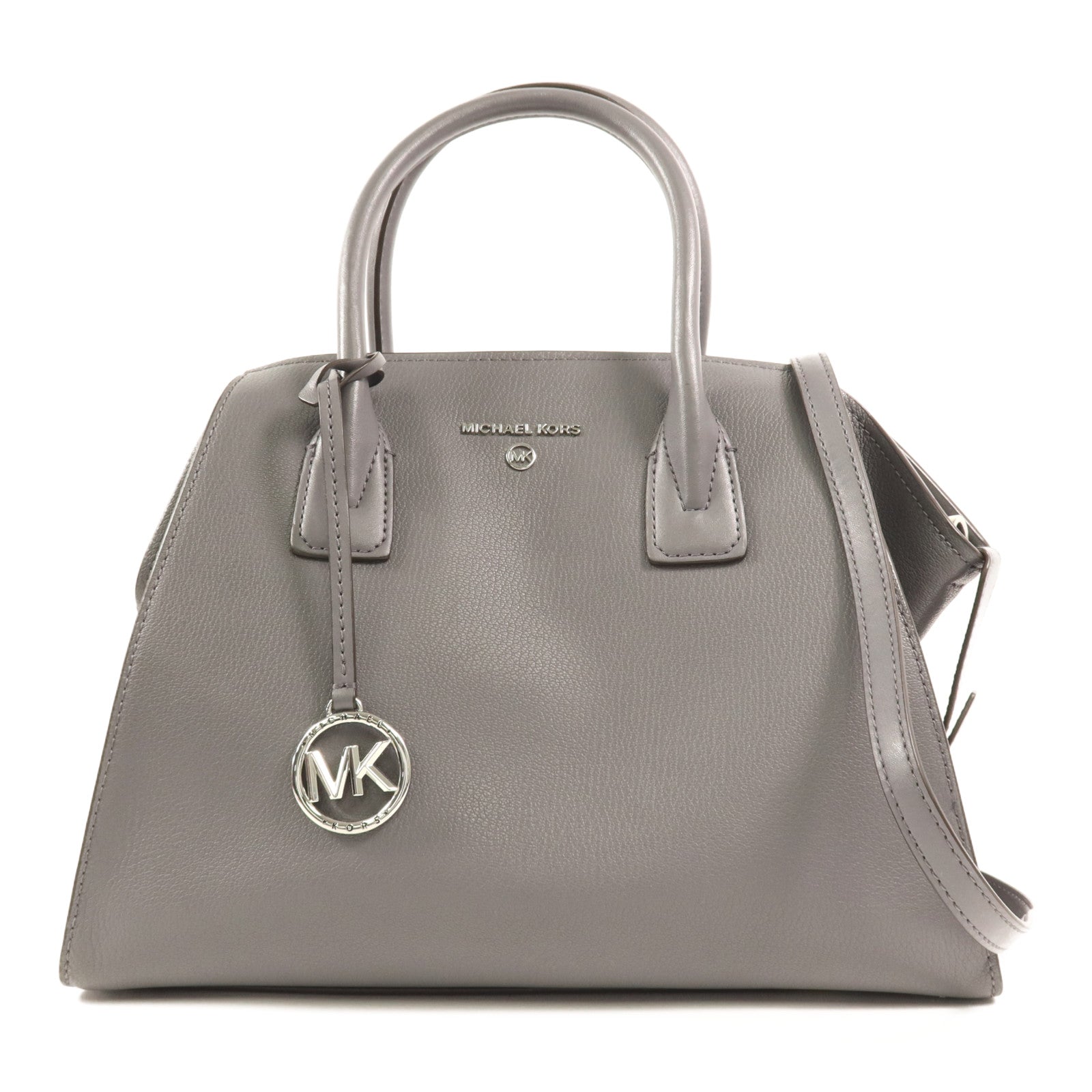 Michael Kors 皮革Top-Zip Satchel銀扣手挽肩背兩用袋