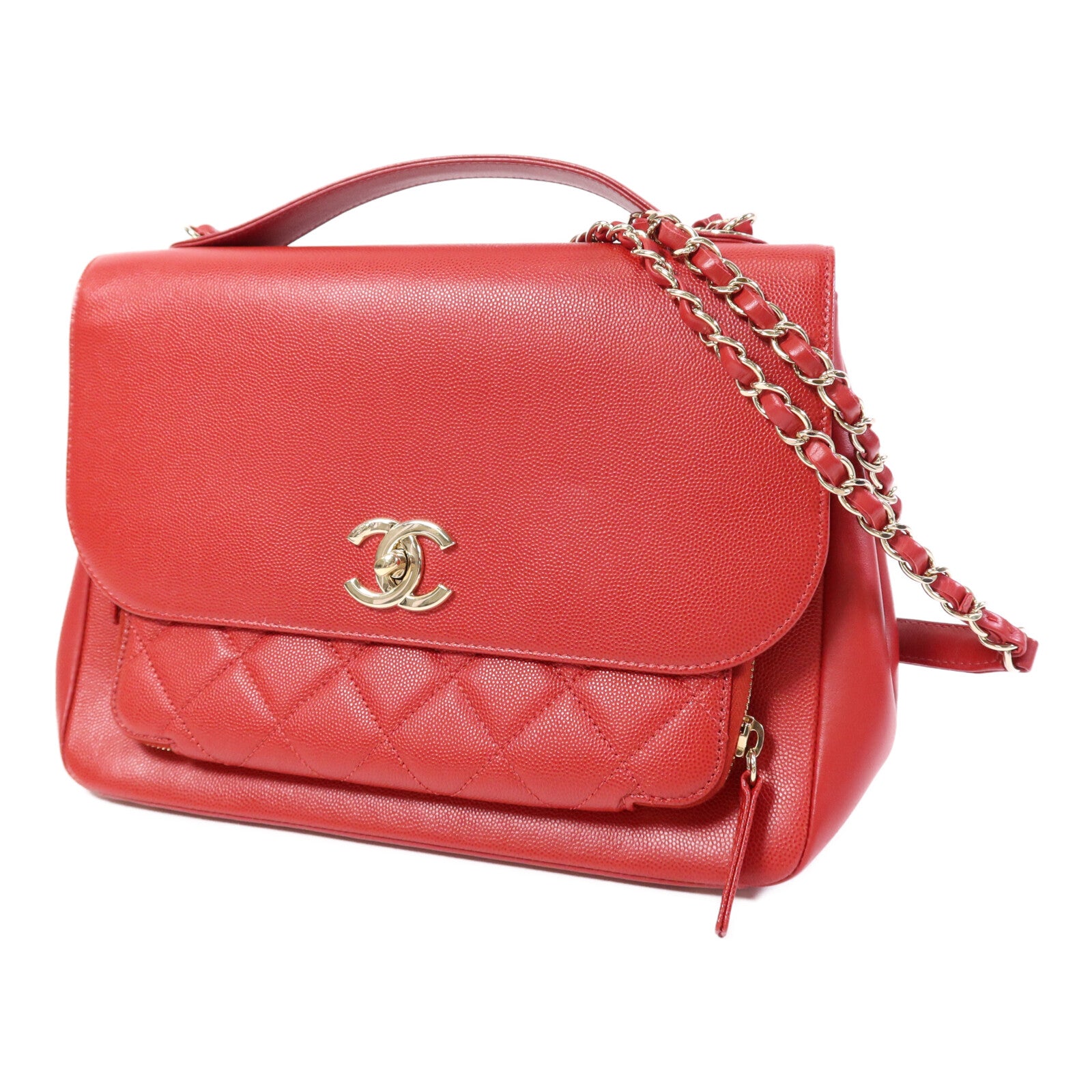 CHANEL 牛皮皮革Business Afffinity Flap Bag金扣手挽肩背兩用袋