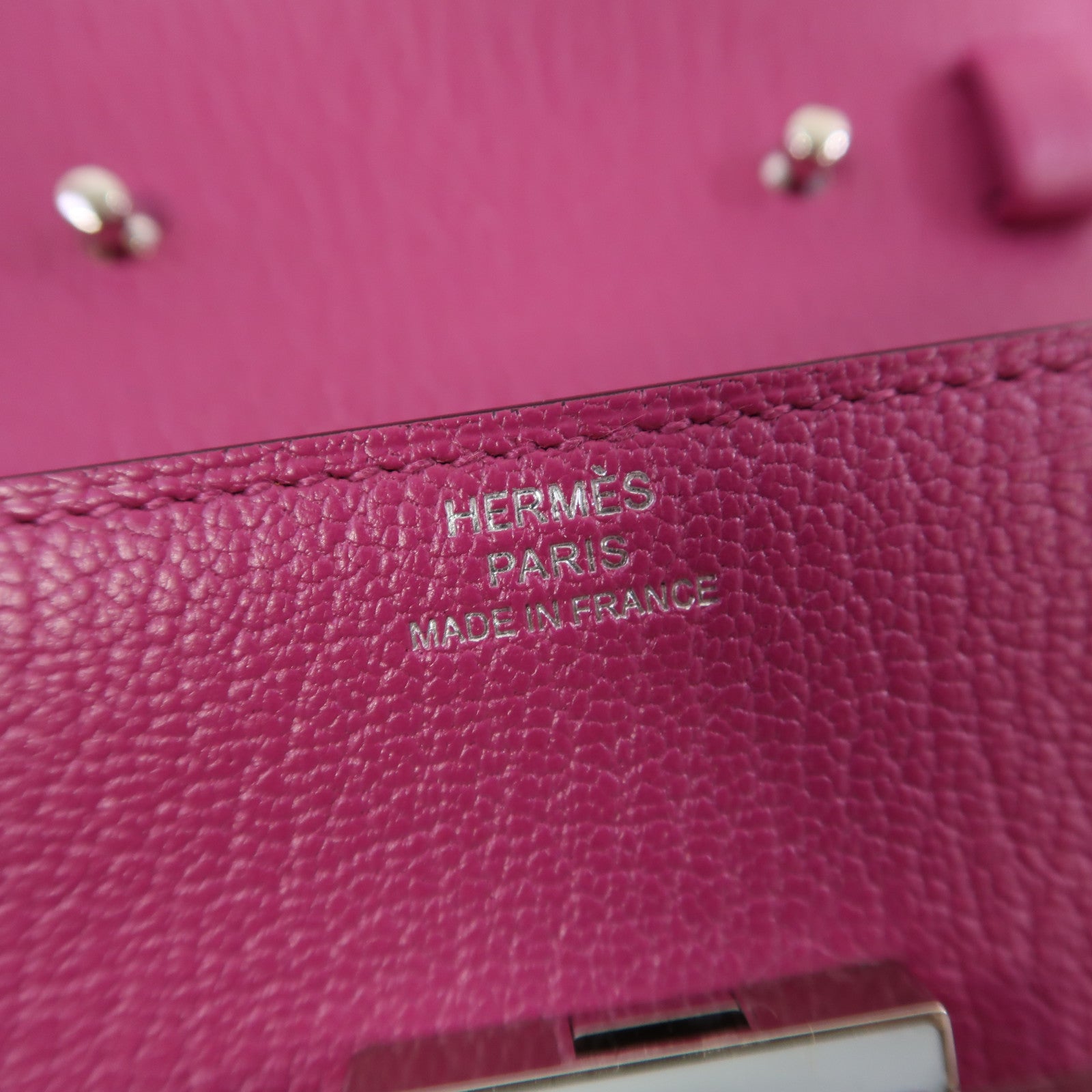 HERMES 【激減優惠】Chevre皮革Cinhetic To Go Wallet銀扣肩背袋木蘭粉色