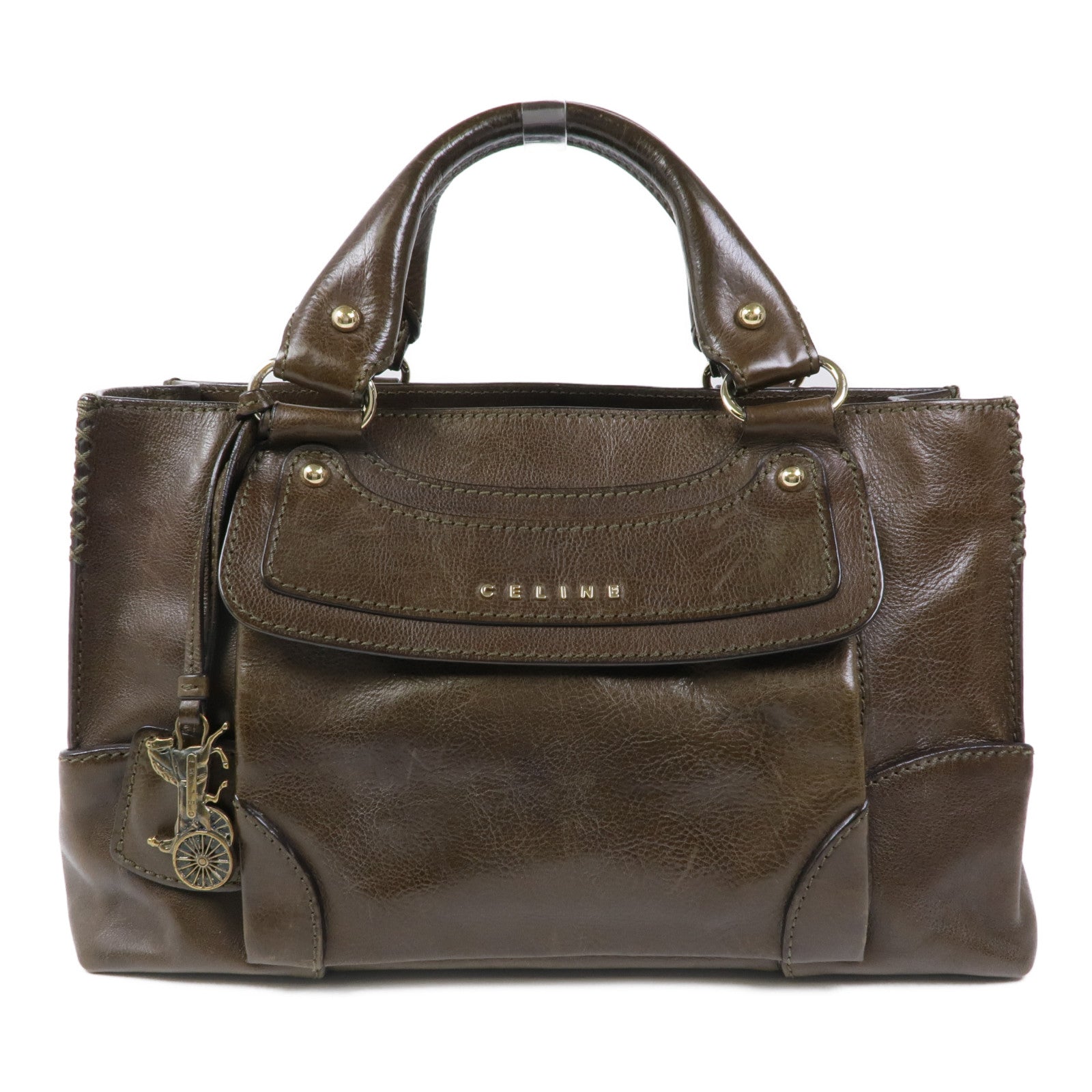 CELINE 牛皮皮革Hand Bag銀扣手挽袋