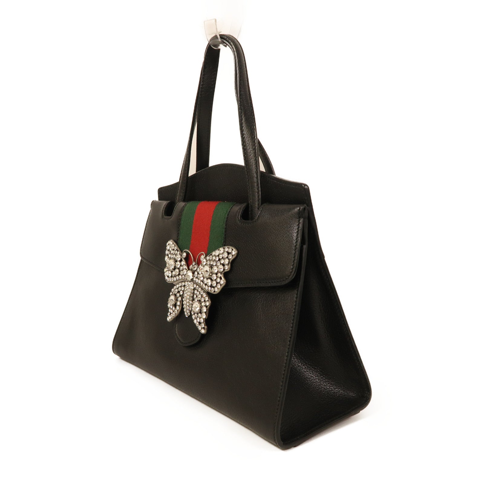 GUCCI 牛皮皮革Shoulder Bag金扣手挽肩背兩用袋黑色