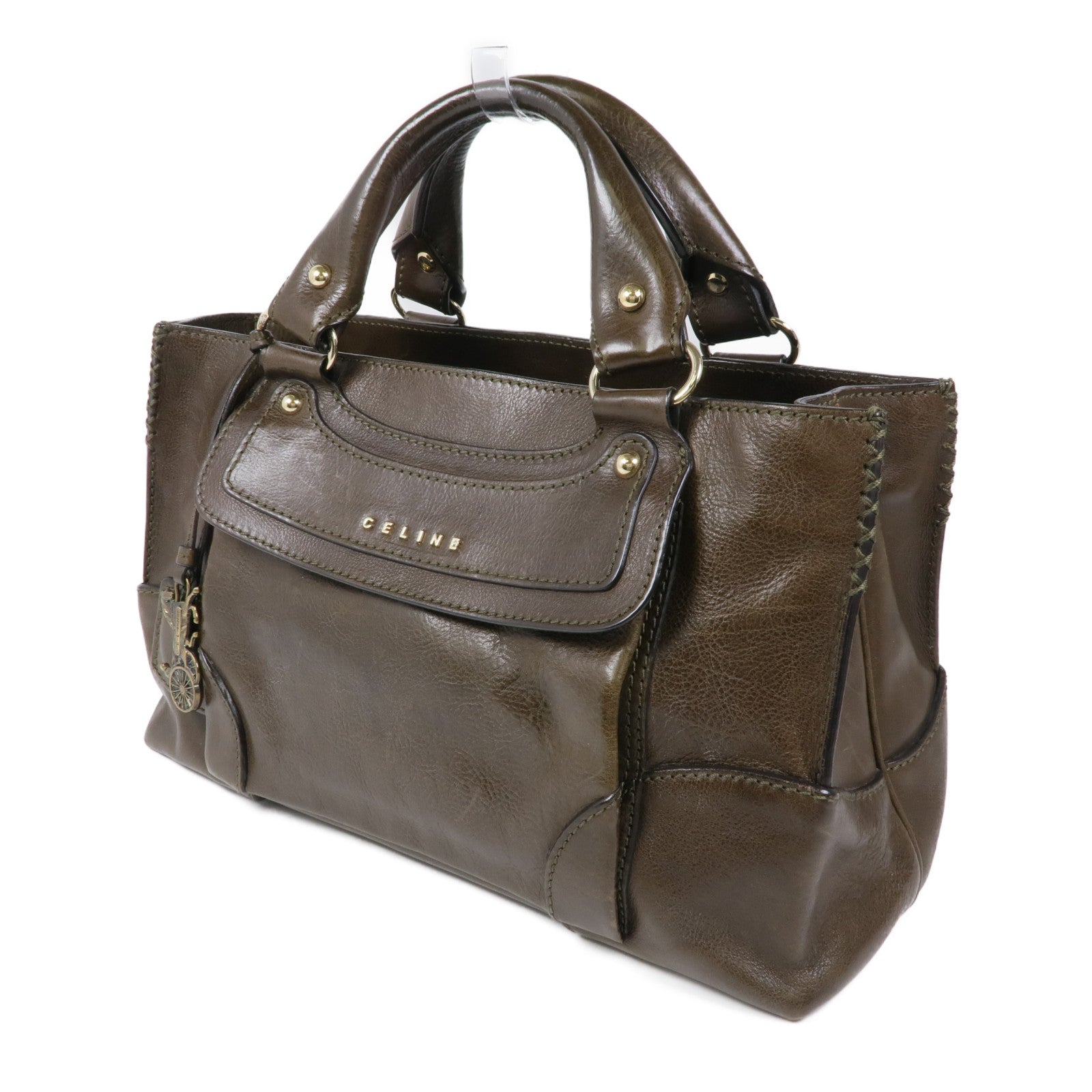 CELINE 牛皮皮革Hand Bag銀扣手挽袋