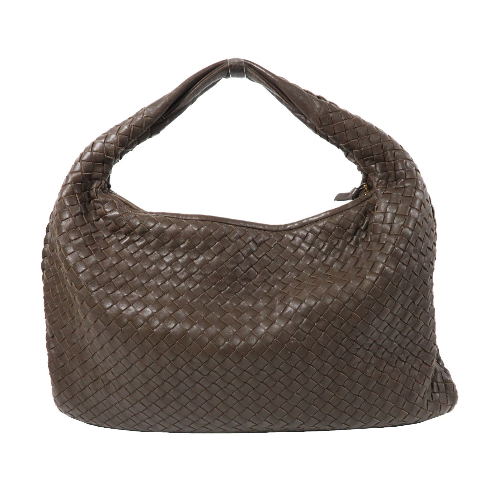 BOTTEGA VENETA 織紋皮革Shoulder Bag金扣肩背袋啡色