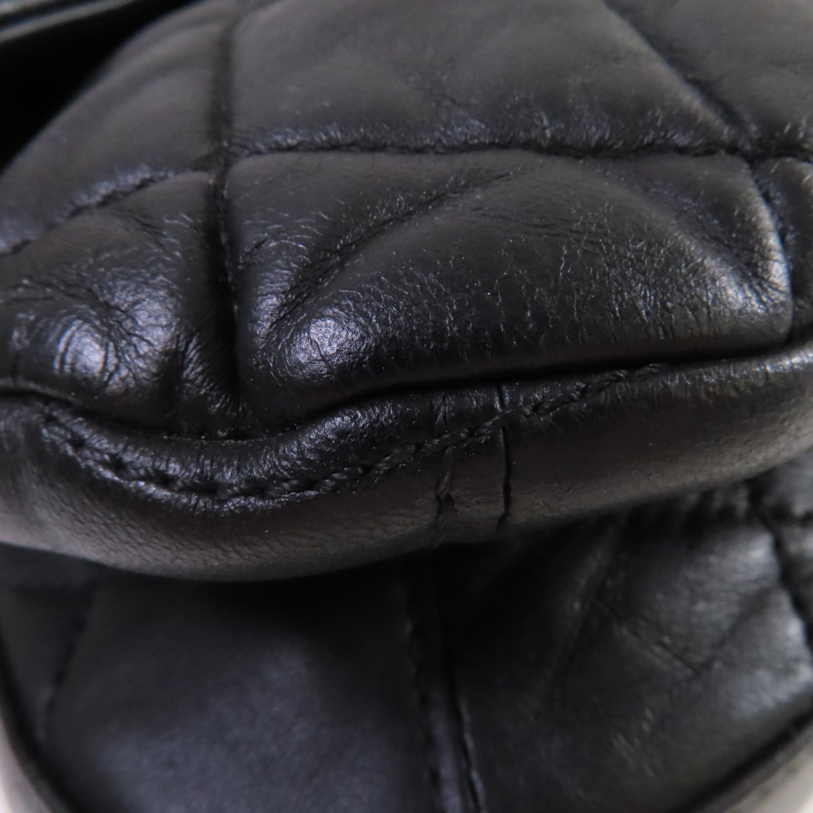 CHANEL 菱格牛皮皮革Chain Shoulder Bag銀扣鏈帶肩背袋黑色