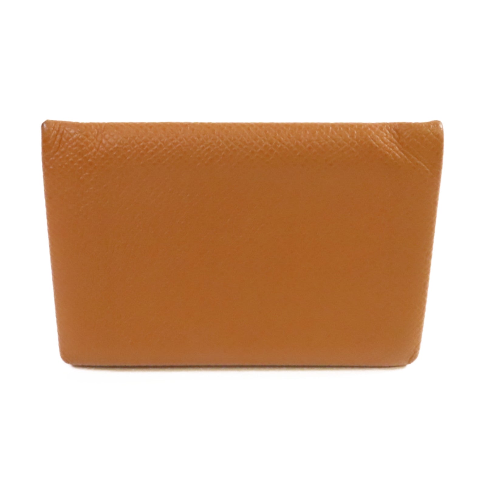 HERMES Epsom皮革Calvi Card Holder銀扣卡片套Gold金棕色