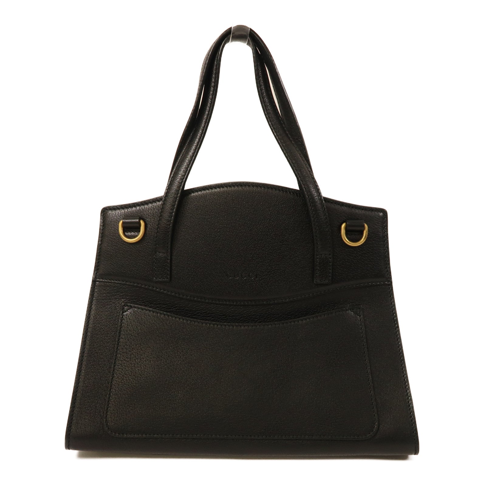 GUCCI 牛皮皮革Shoulder Bag金扣手挽肩背兩用袋黑色