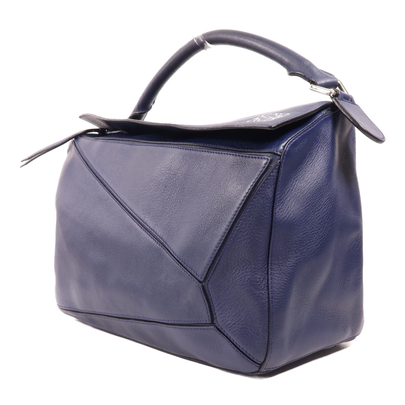 LOEWE 牛皮皮革Puzzle Large銀扣手挽肩背兩用袋