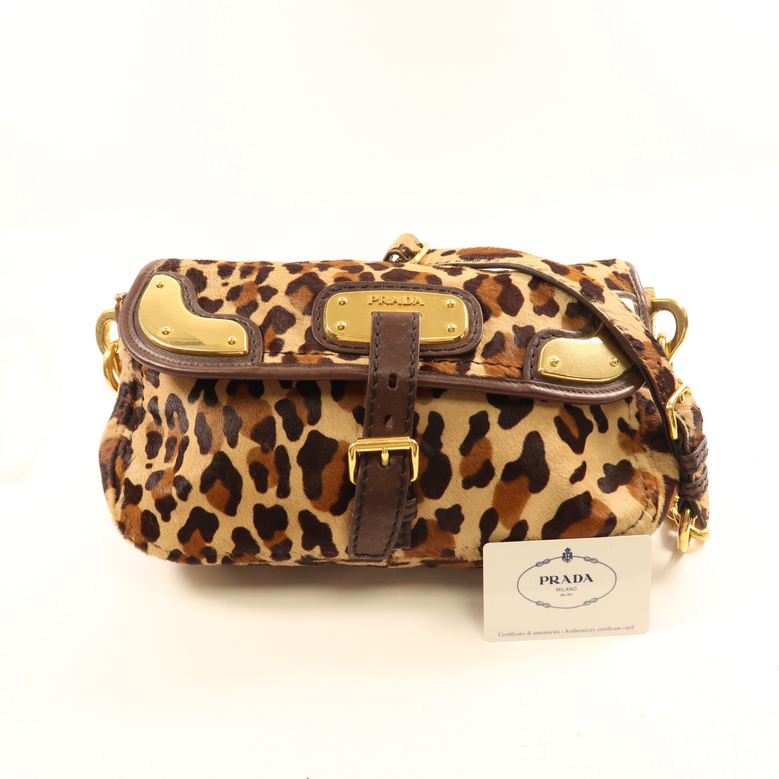 PRADA 馬毛Shoulder Bag金扣肩背袋