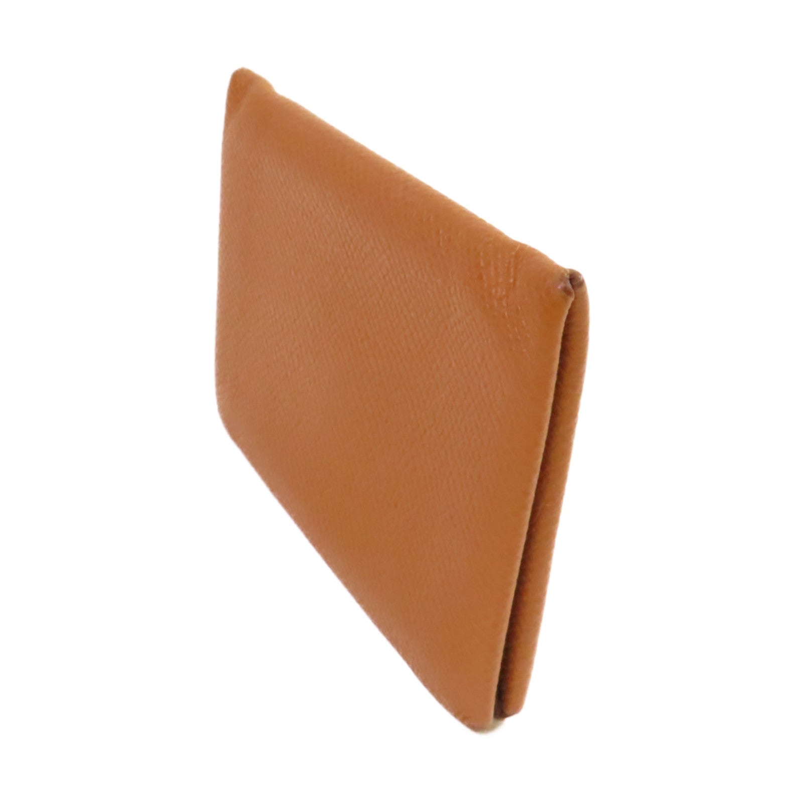 HERMES Epsom皮革Calvi Card Holder銀扣卡片套Gold金棕色