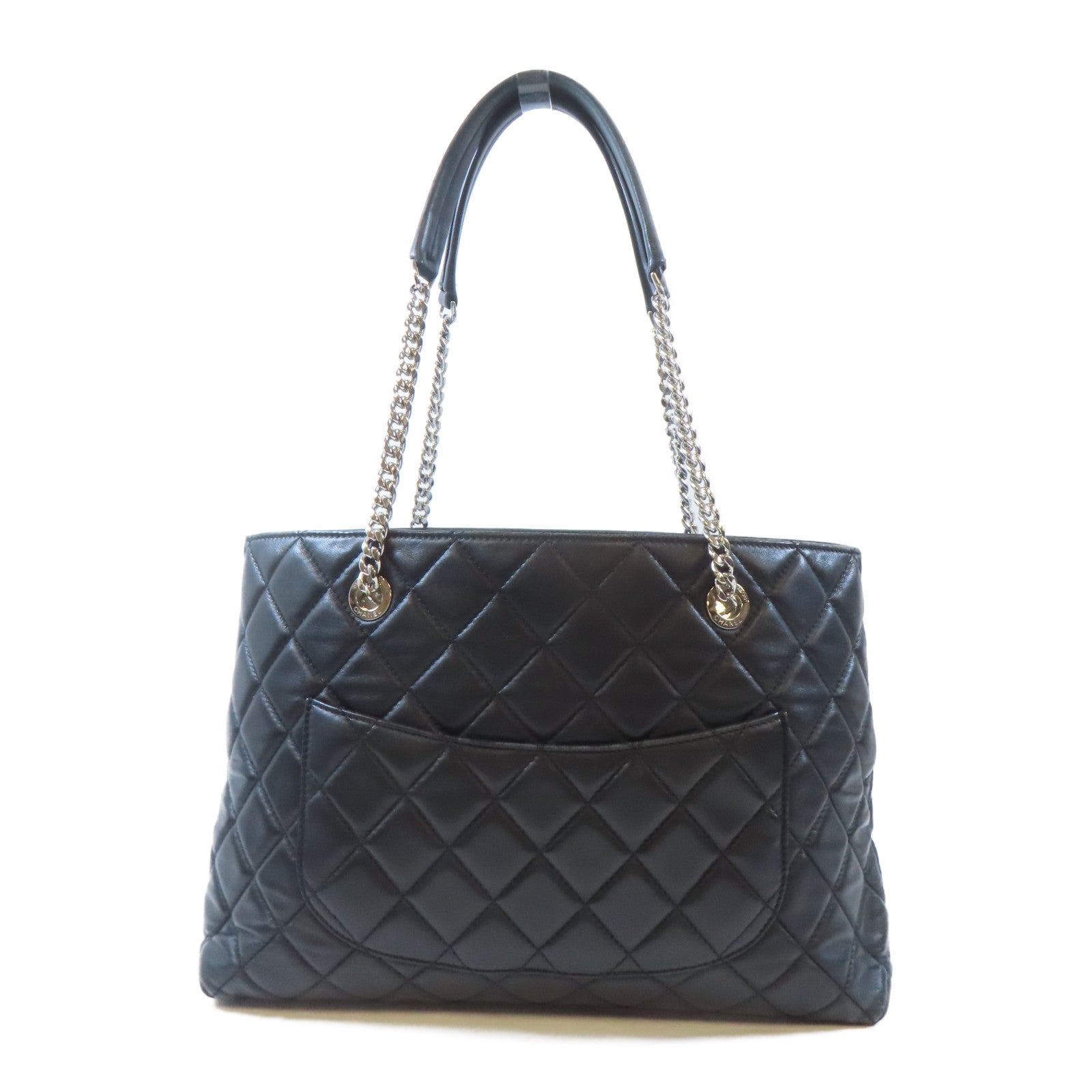 CHANEL 菱格羊皮皮革Shoulder Bag銀扣肩背袋黑色