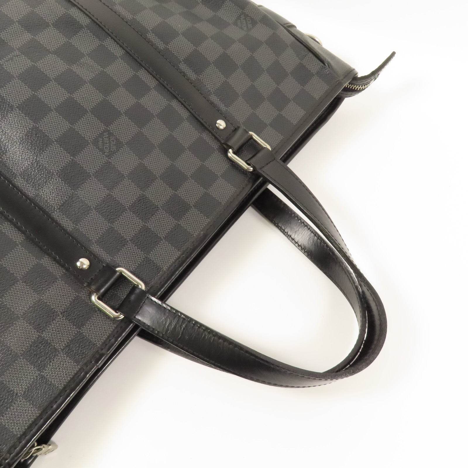 LOUIS VUITTON Damier Graphite Tadao MM銀扣手挽肩背兩用袋
