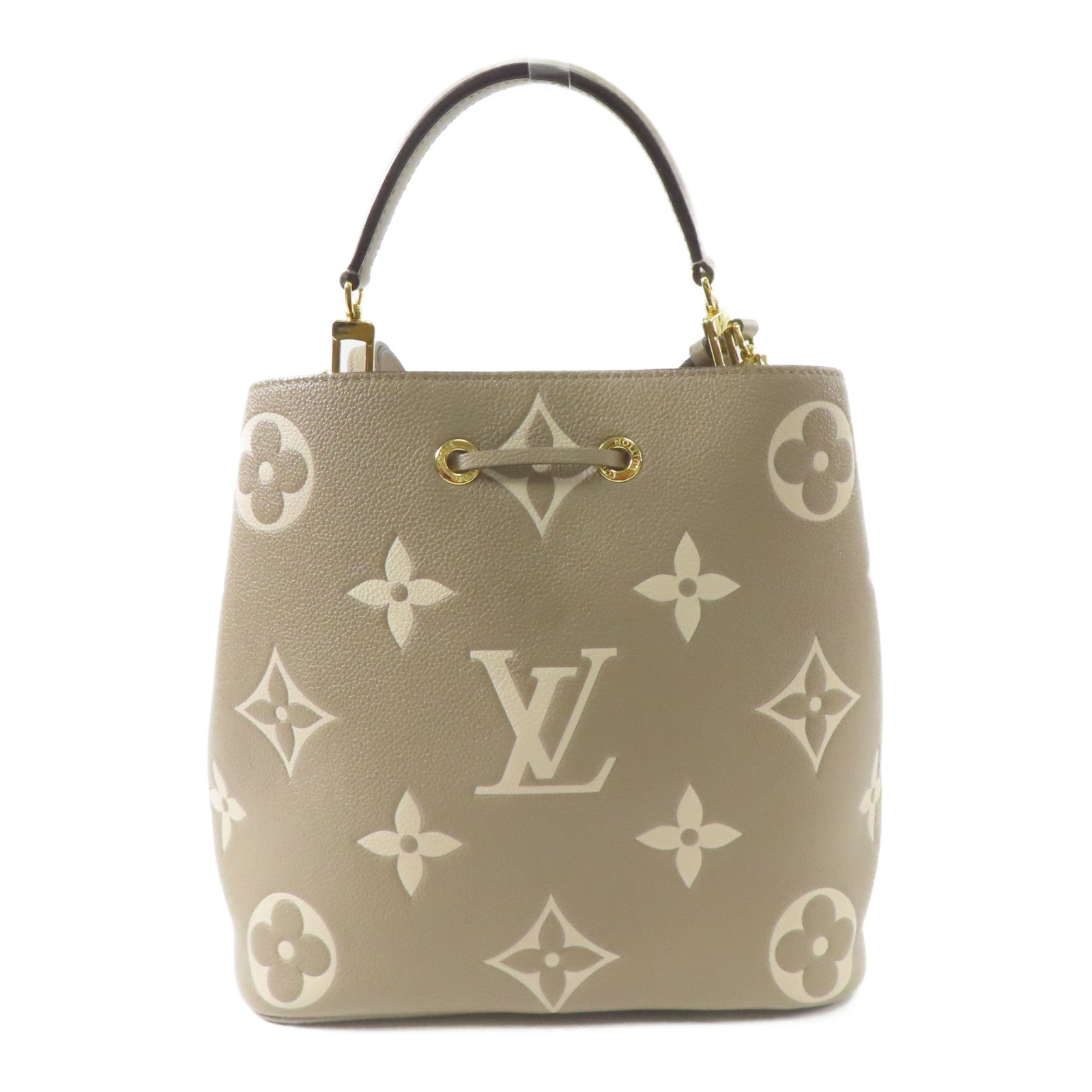 LOUIS VUITTON Monogram Empreinte Neo Noe MM金扣手挽肩背兩用袋米色