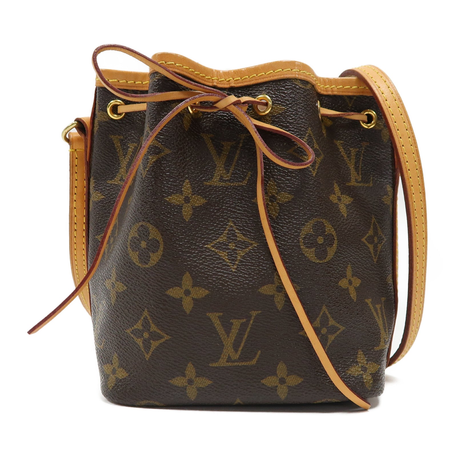 LOUIS VUITTON Monogram Nano Noe金扣肩背袋啡色