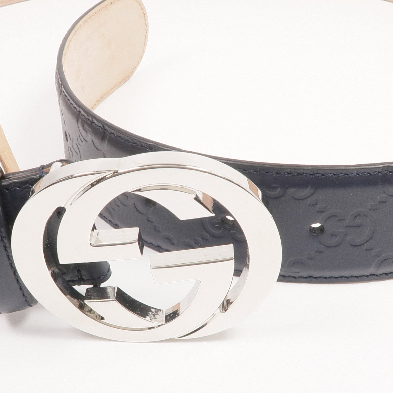 GUCCI 牛皮皮革Belt銀扣皮帶