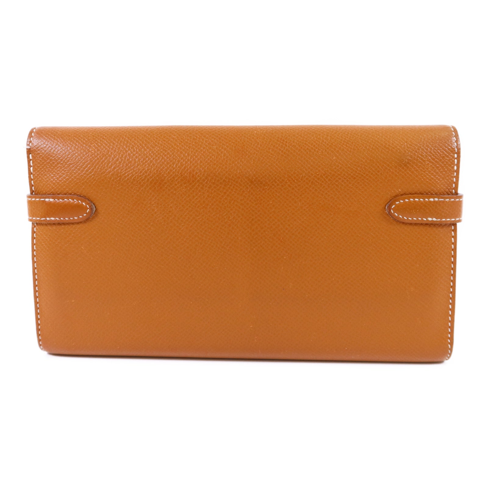 HERMES Epsom皮革Kelly Wallet銀扣長錢包Gold