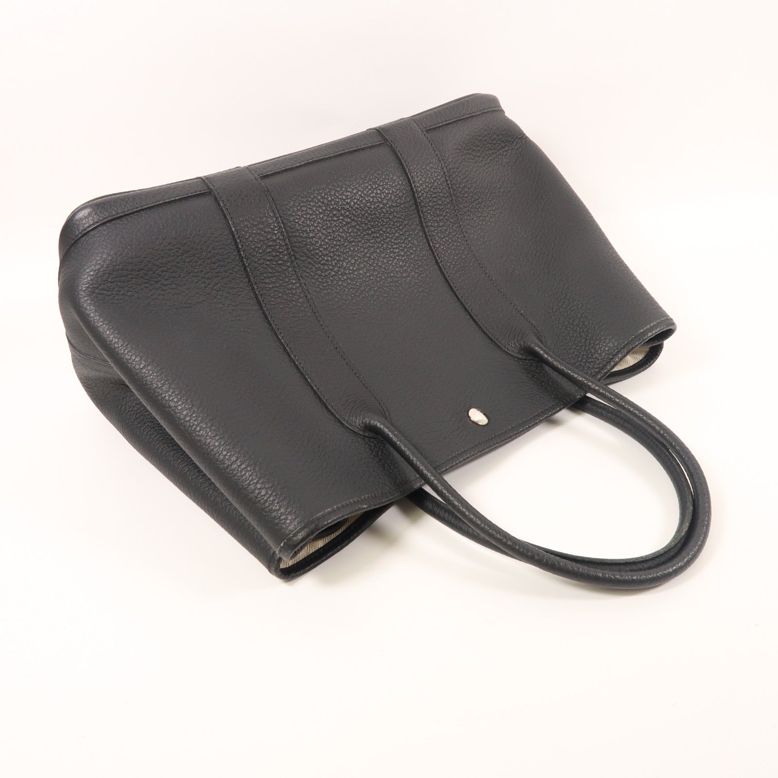 HERMES Negonda皮革Garden Party PM銀扣手挽袋89 Noir